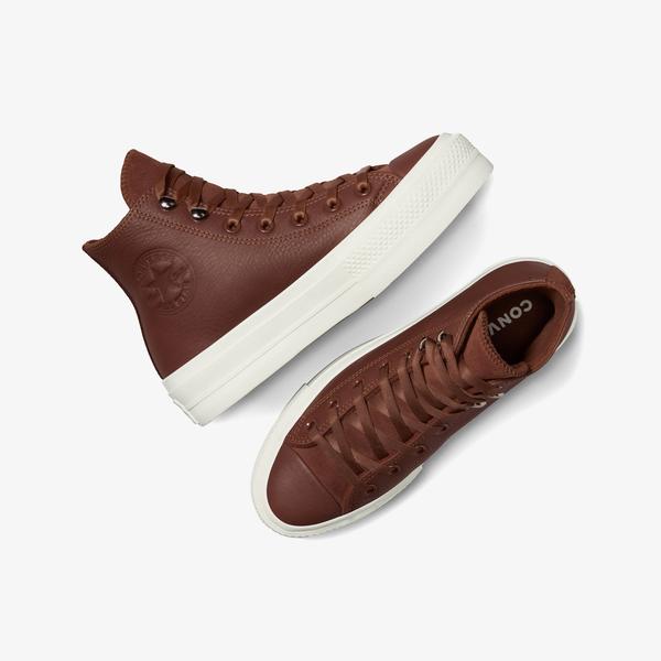 Converse Chuck Taylor All Star Lift Unisex Kahverengi Deri Platform Sneaker_4