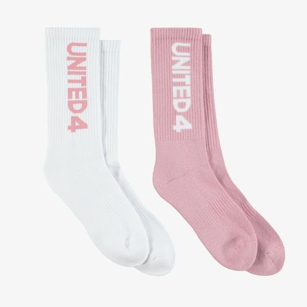 UNITED4 Street Essentials Crew Kadın Pembe/Beyaz 2'li Çorap