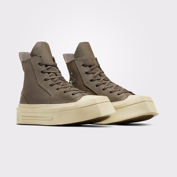 Converse Chuck 70 De Luxe Squared Unisex Haki Deri Platform Sneaker_1