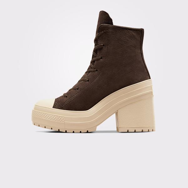 Converse Chuck 70 De Luxe Heel Unisex Kahverengi Deri Platform Sneaker_5