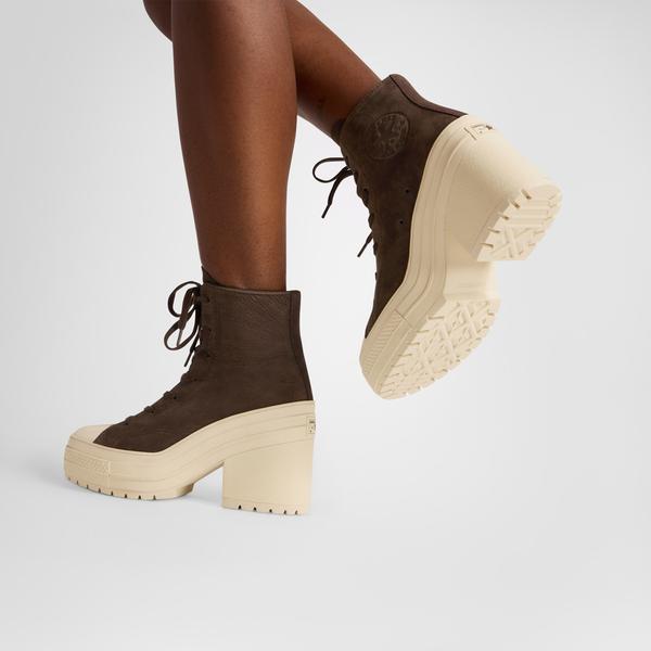 Converse Chuck 70 De Luxe Heel Unisex Kahverengi Deri Platform Sneaker_3