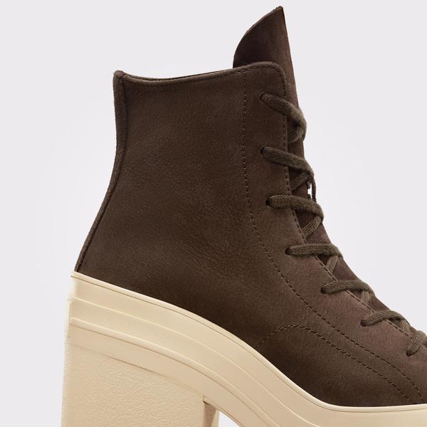 Converse Chuck 70 De Luxe Heel Unisex Kahverengi Deri Platform Sneaker_8