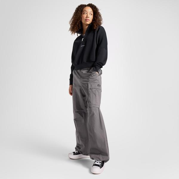 Converse Wordmark Kadın Yarım Fermuarlı Siyah Sweatshirt_1