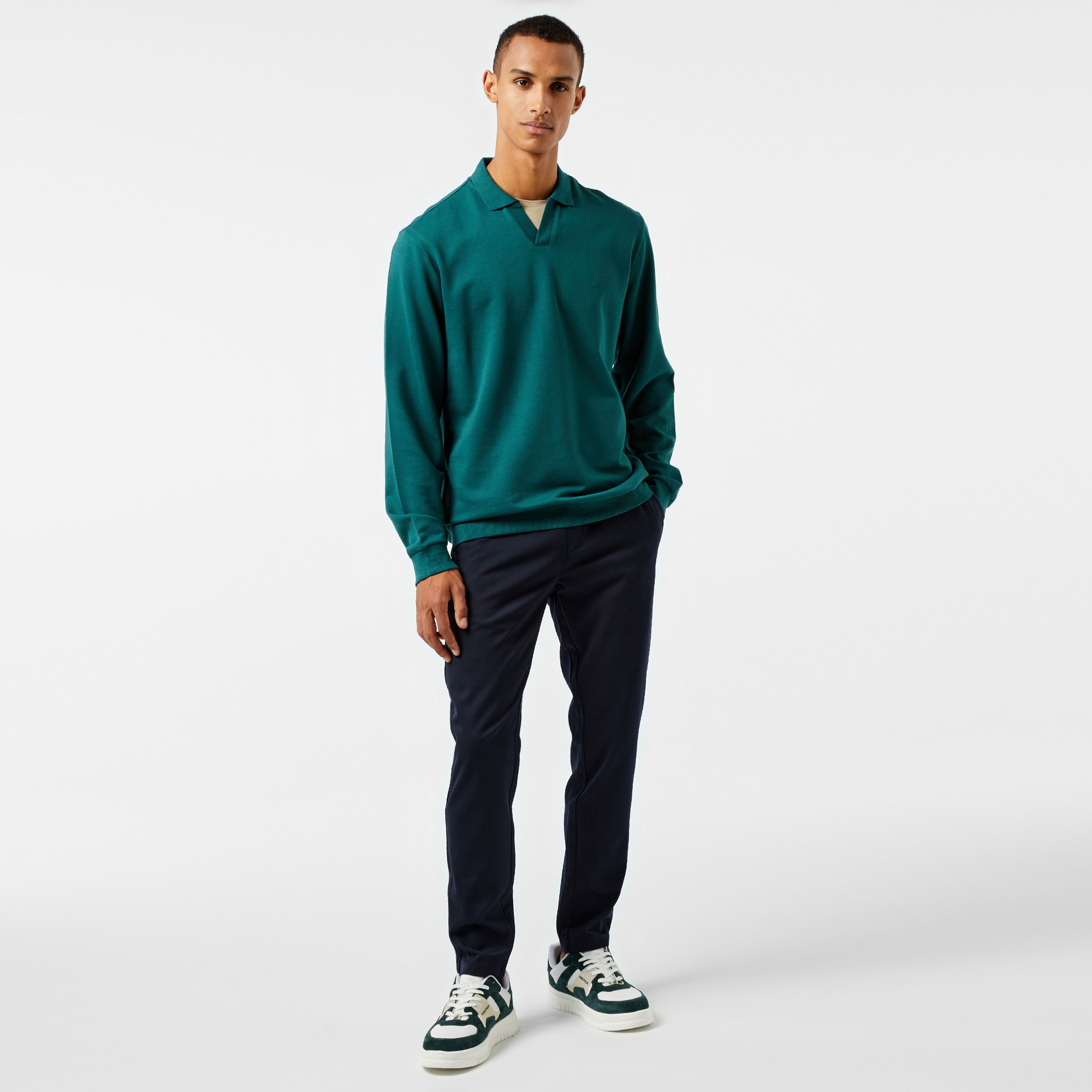Nautica Erkek Yeşil Uzun Kollu Polo Yaka T-Shirt