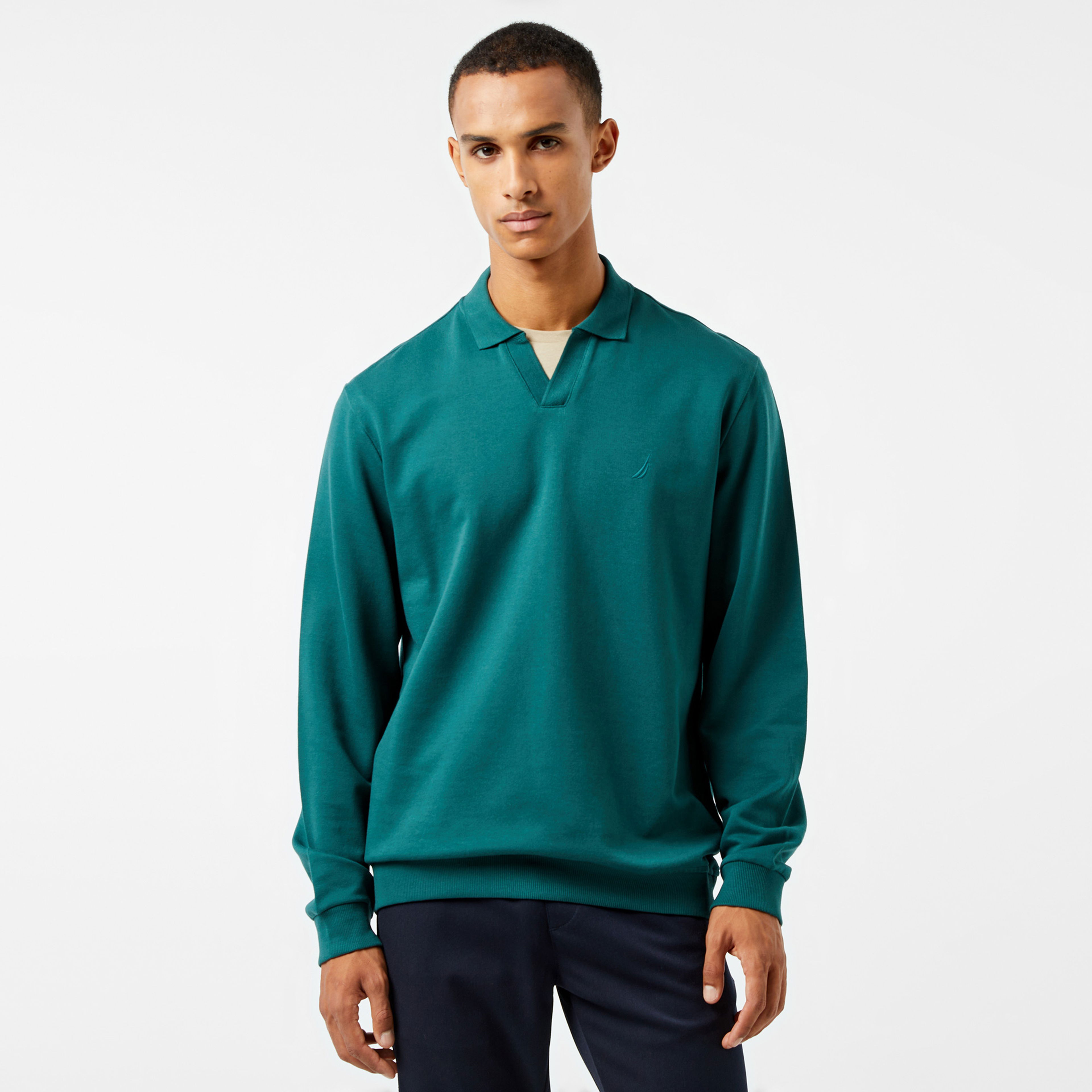 Nautica Erkek Yeşil Uzun Kollu Polo Yaka T-Shirt