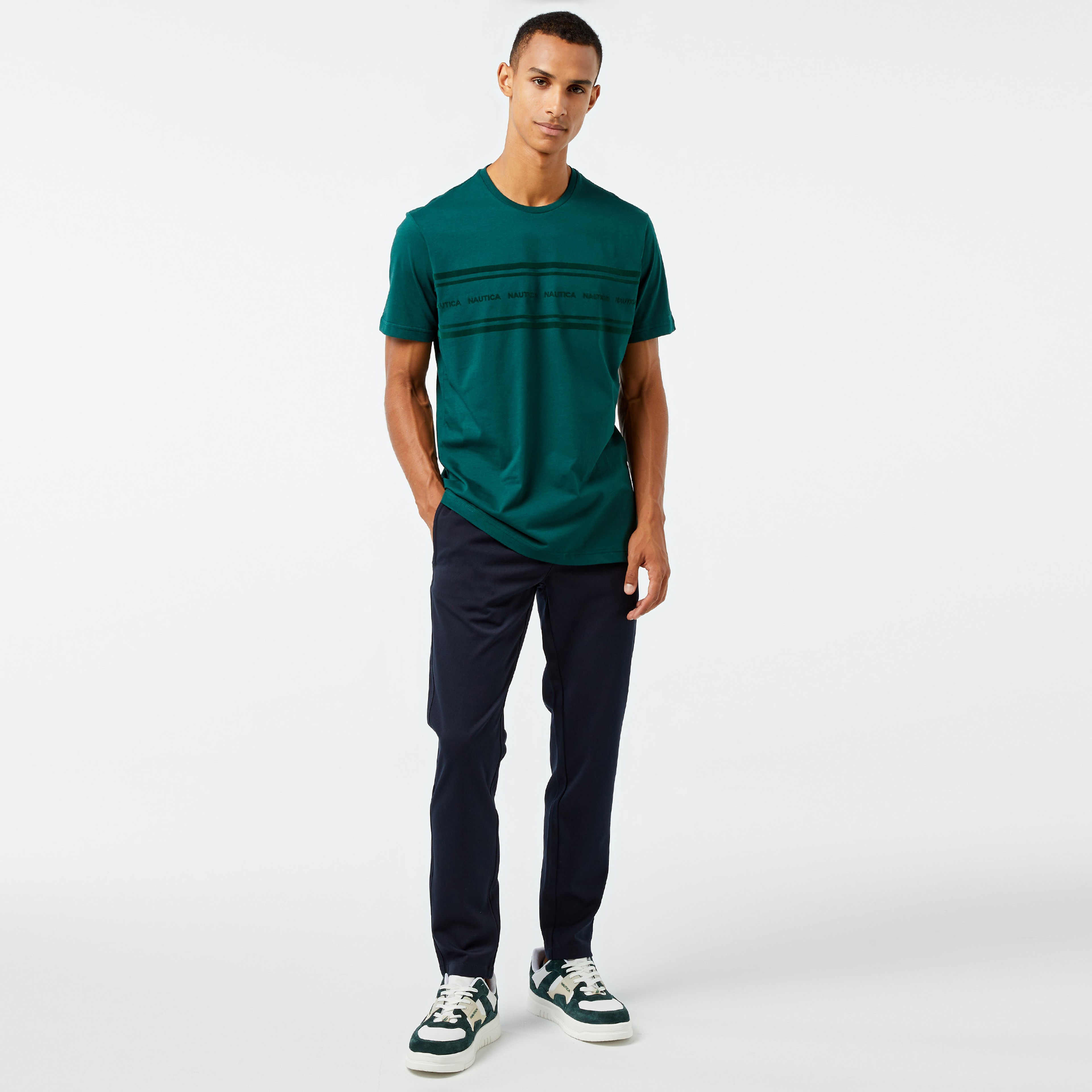 Nautica Erkek Yeşil Kısa Kollu Classic Fit T-Shirt