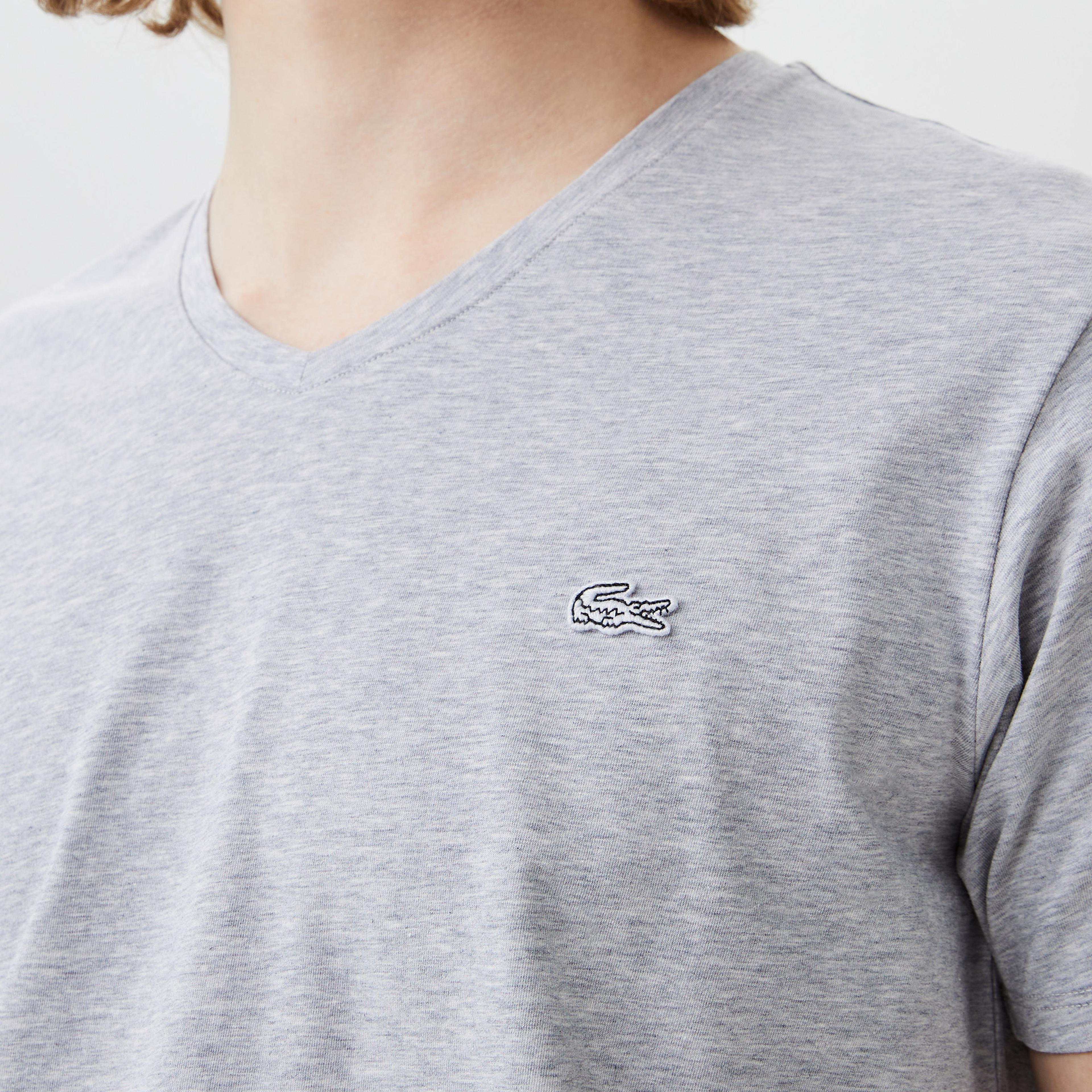 Lacoste Erkek Slim Fit V Yaka Gri T-Shirt