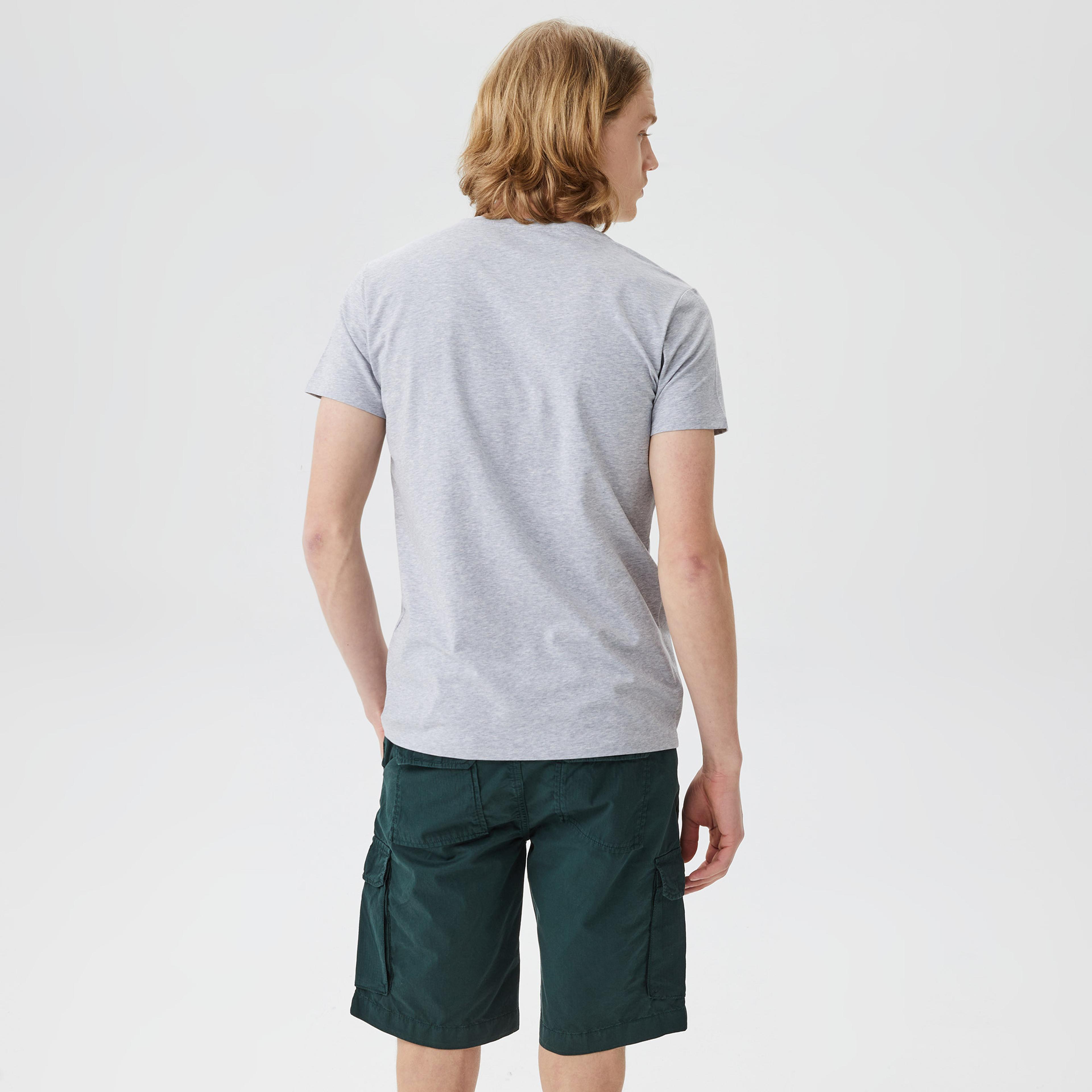 Lacoste Erkek Slim Fit V Yaka Gri T-Shirt