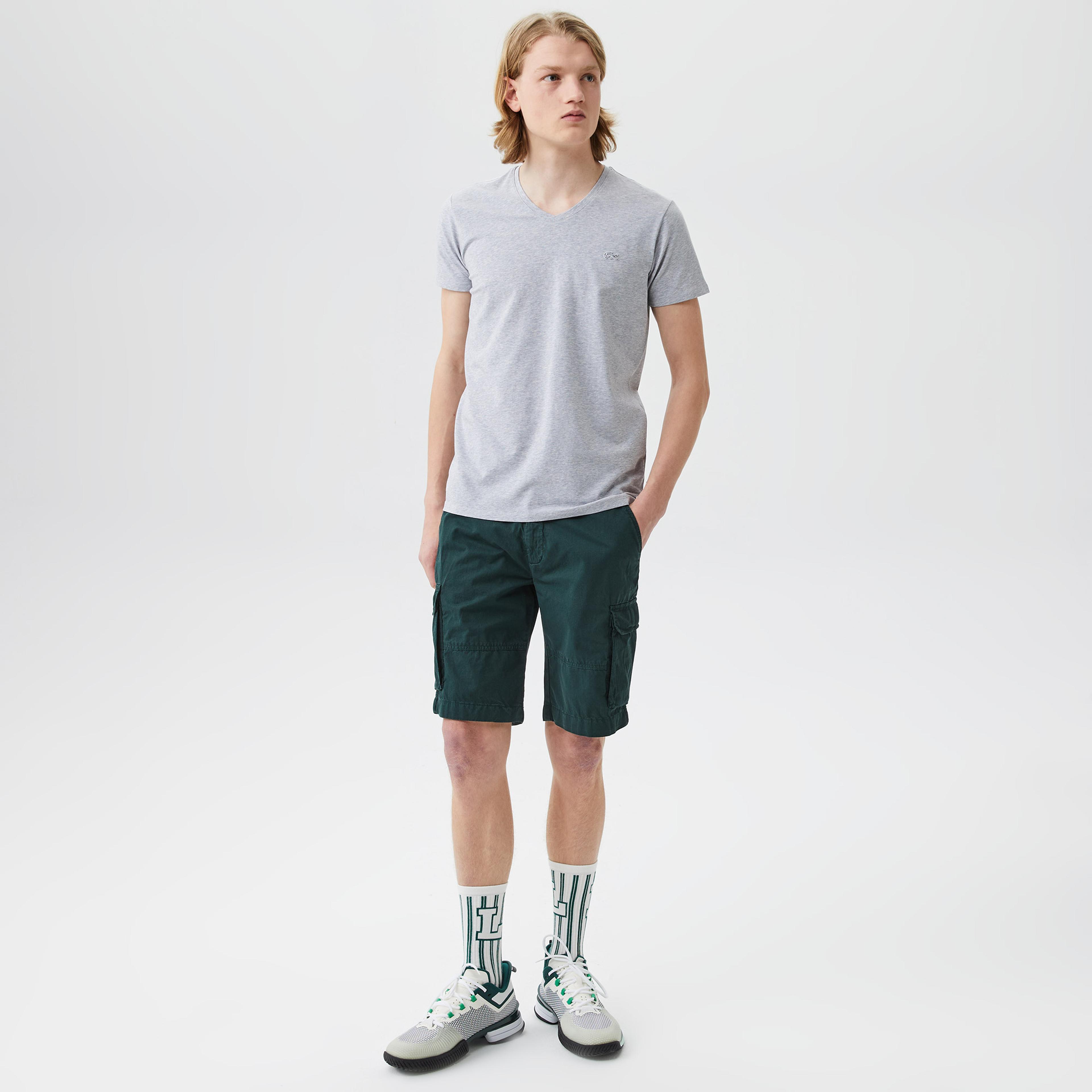 Lacoste Erkek Slim Fit V Yaka Gri T-Shirt