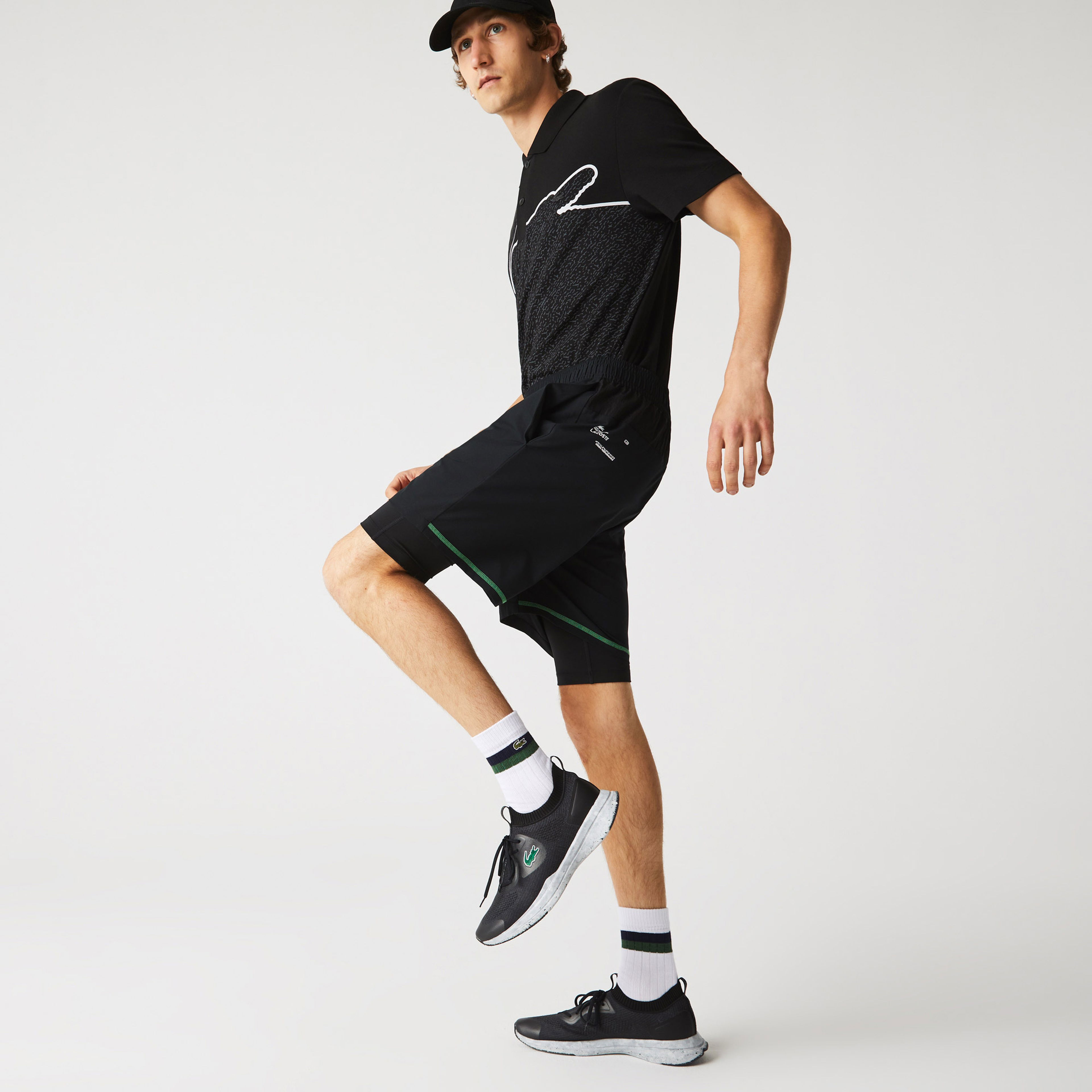 Lacoste SPORT Erkek Regular Fit Baskılı Siyah Şort