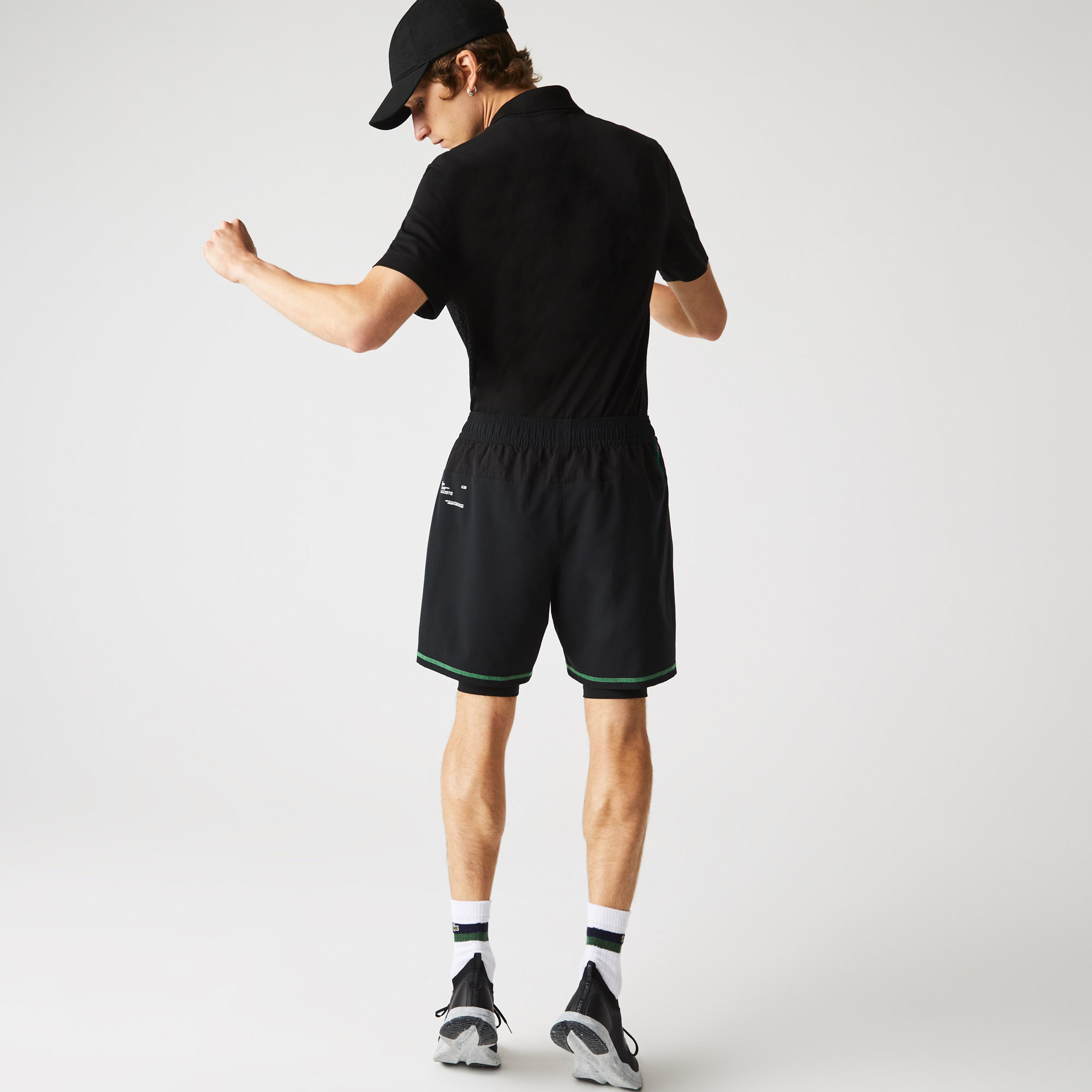 Lacoste SPORT Erkek Regular Fit Baskılı Siyah Şort