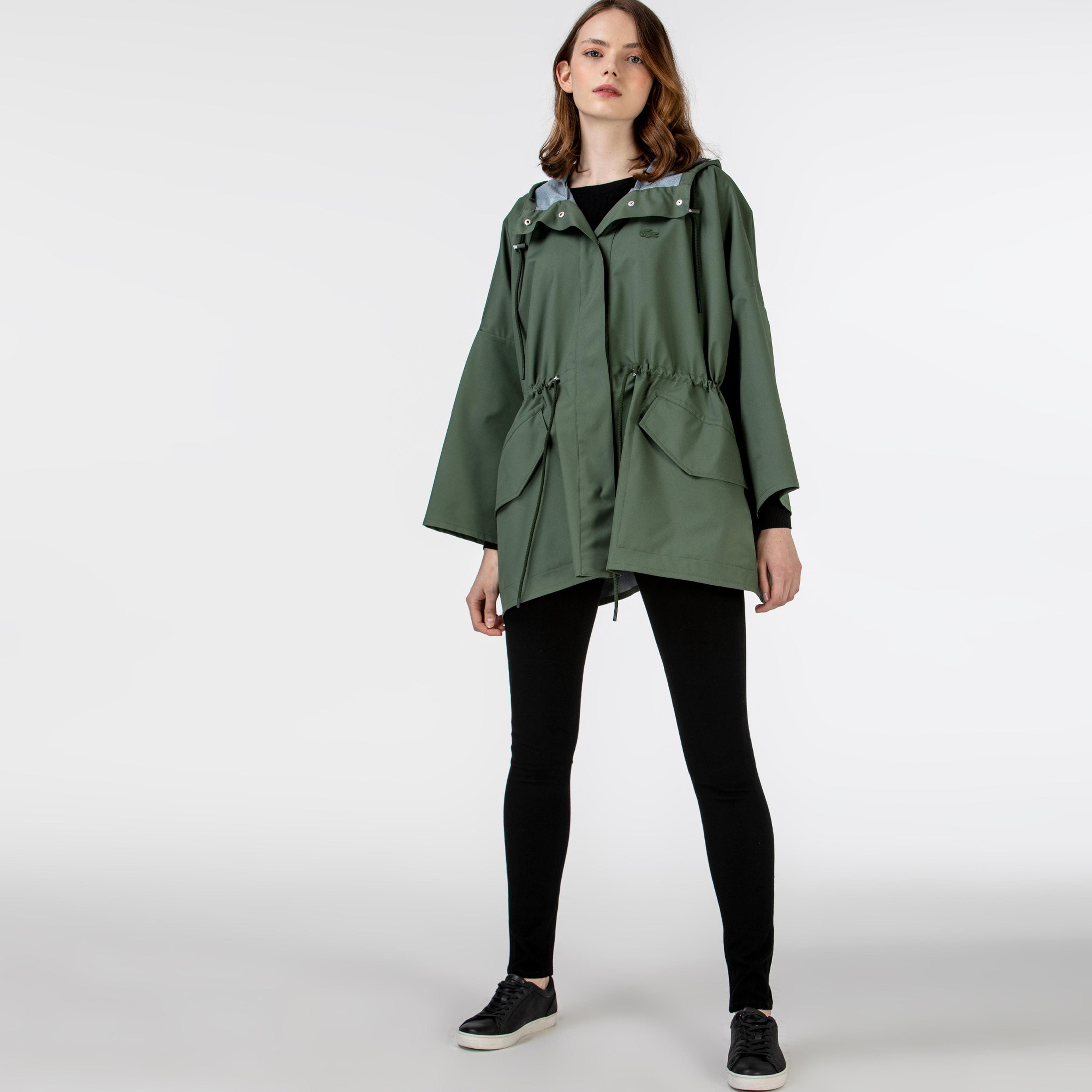 Lacoste Kadın Kapüşonlu Katlanabilir Haki Mont