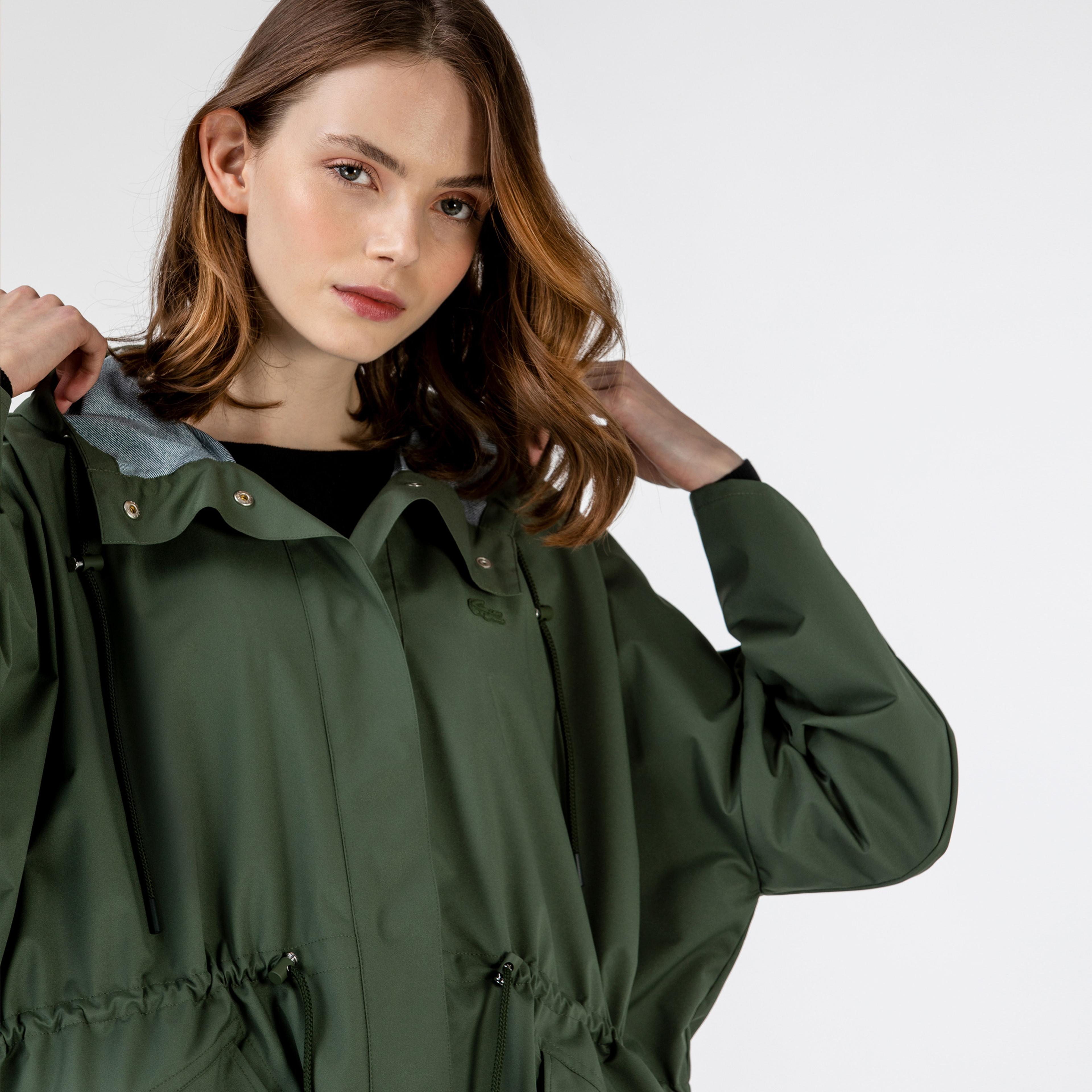 Lacoste Kadın Kapüşonlu Katlanabilir Haki Mont