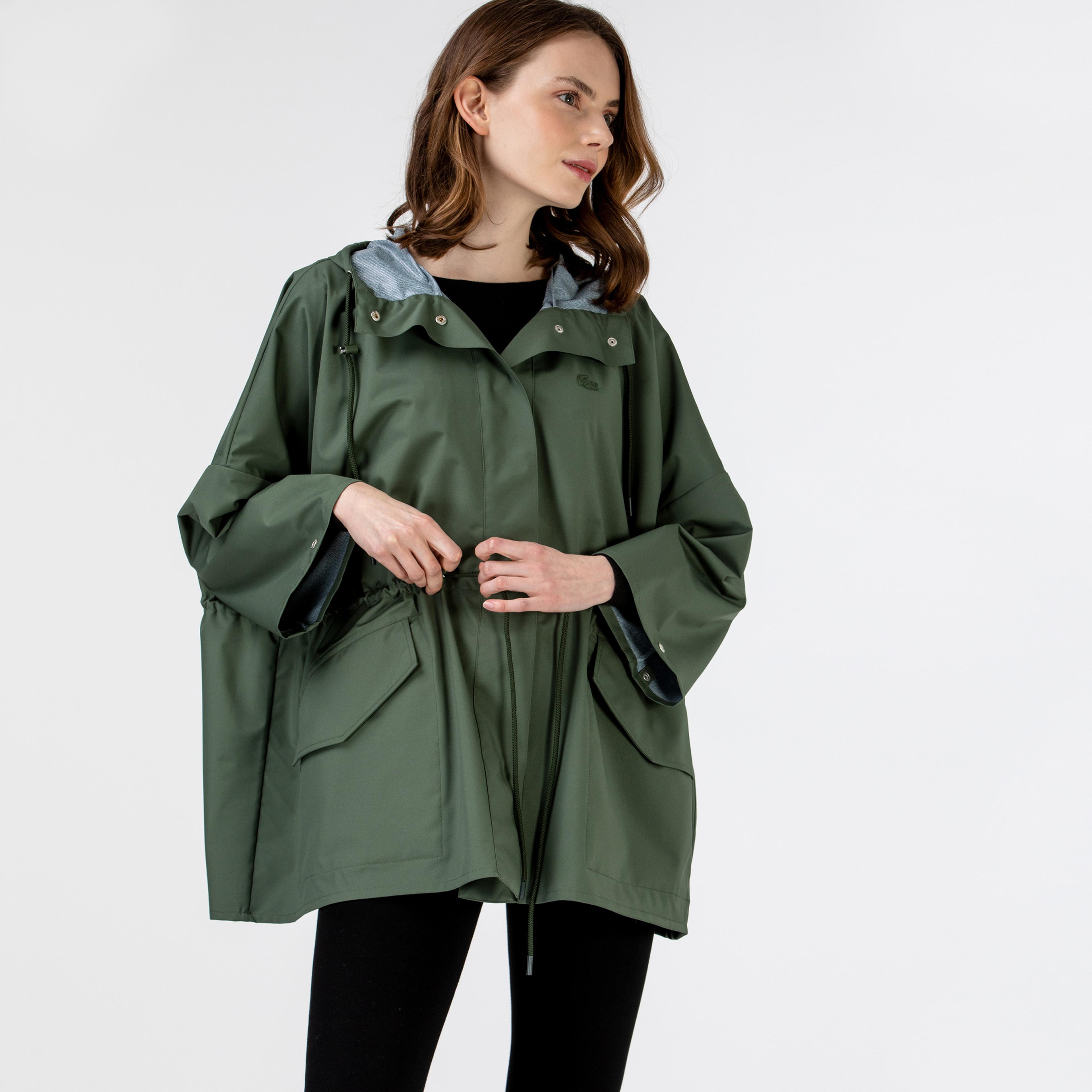 Lacoste Kadın Kapüşonlu Katlanabilir Haki Mont