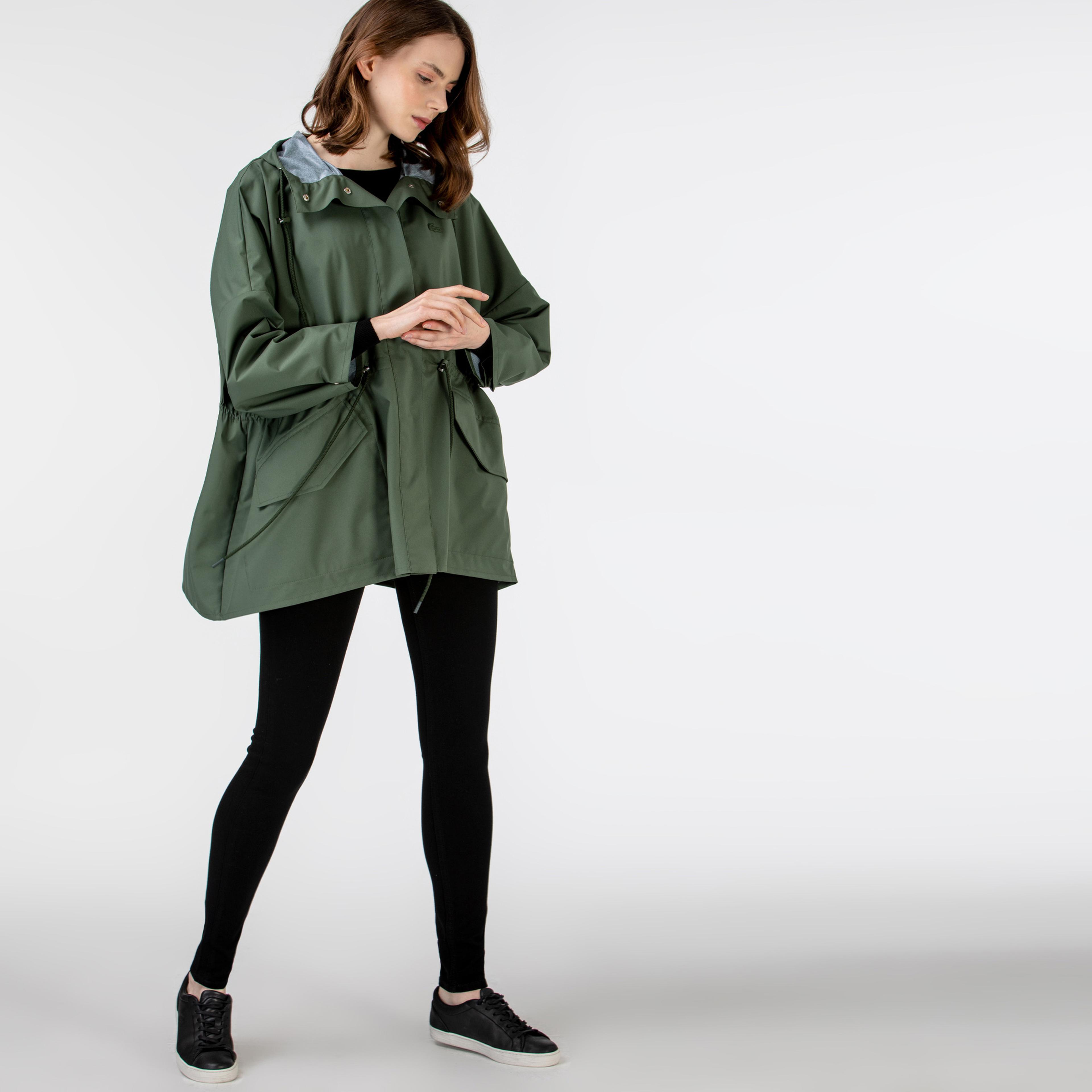 Lacoste Kadın Kapüşonlu Katlanabilir Haki Mont