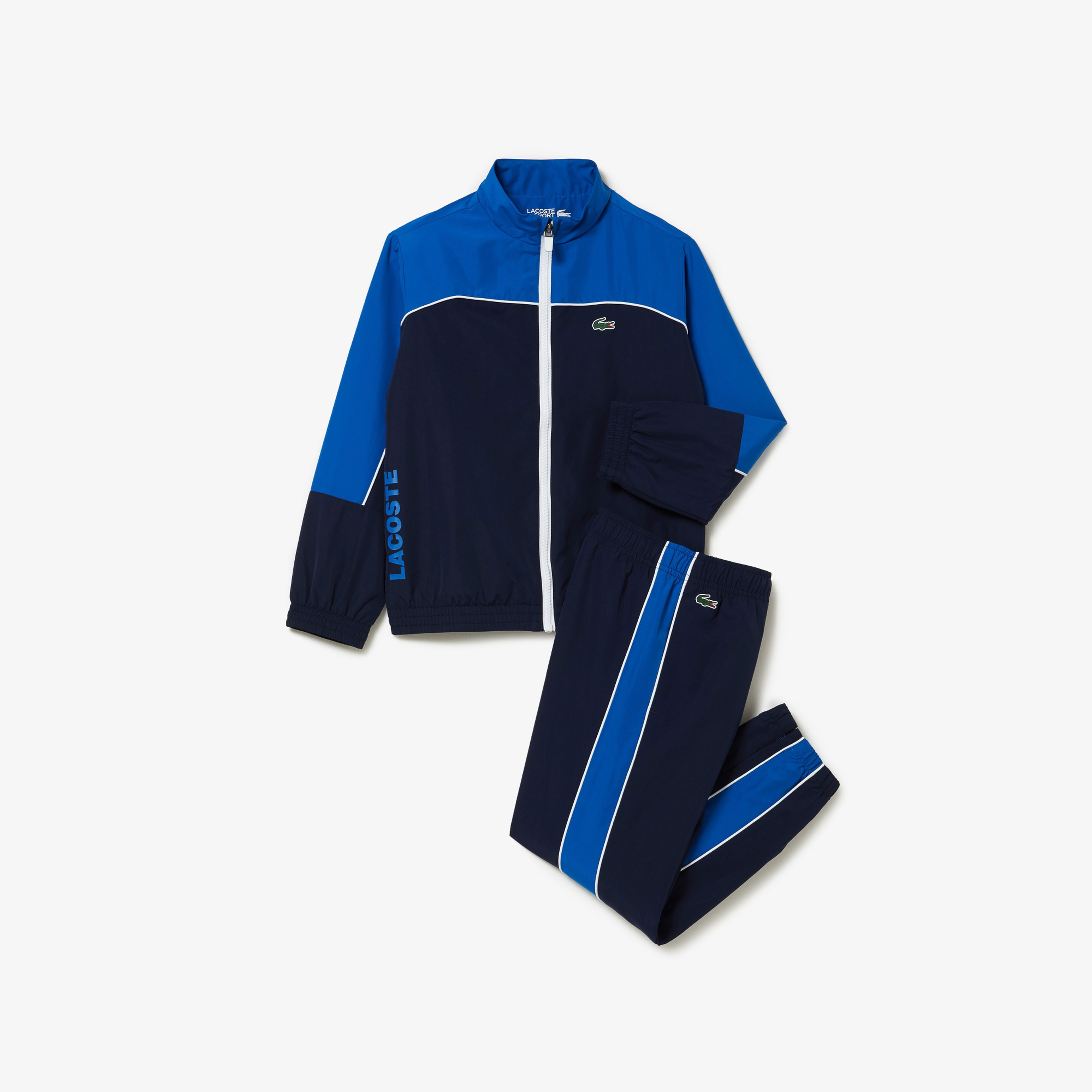 Lacoste SPORT Erkek Çocuk Dik Yaka Renk Bloklu Lacivert Eşofman Takımı