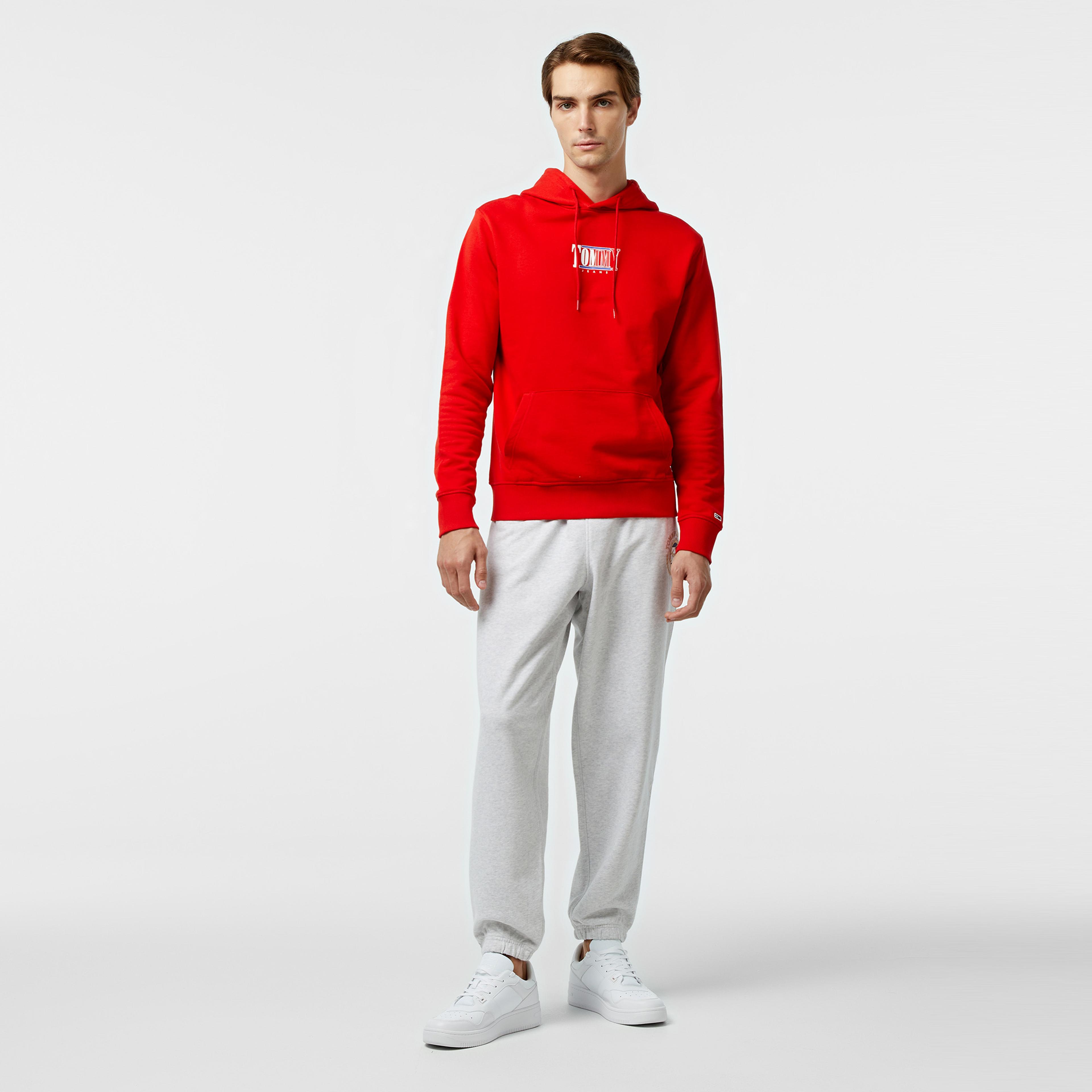 Tommy Hilfiger Reg Essential Graphic Erkek Kırmızı Kapüşonlu Sweatshirt