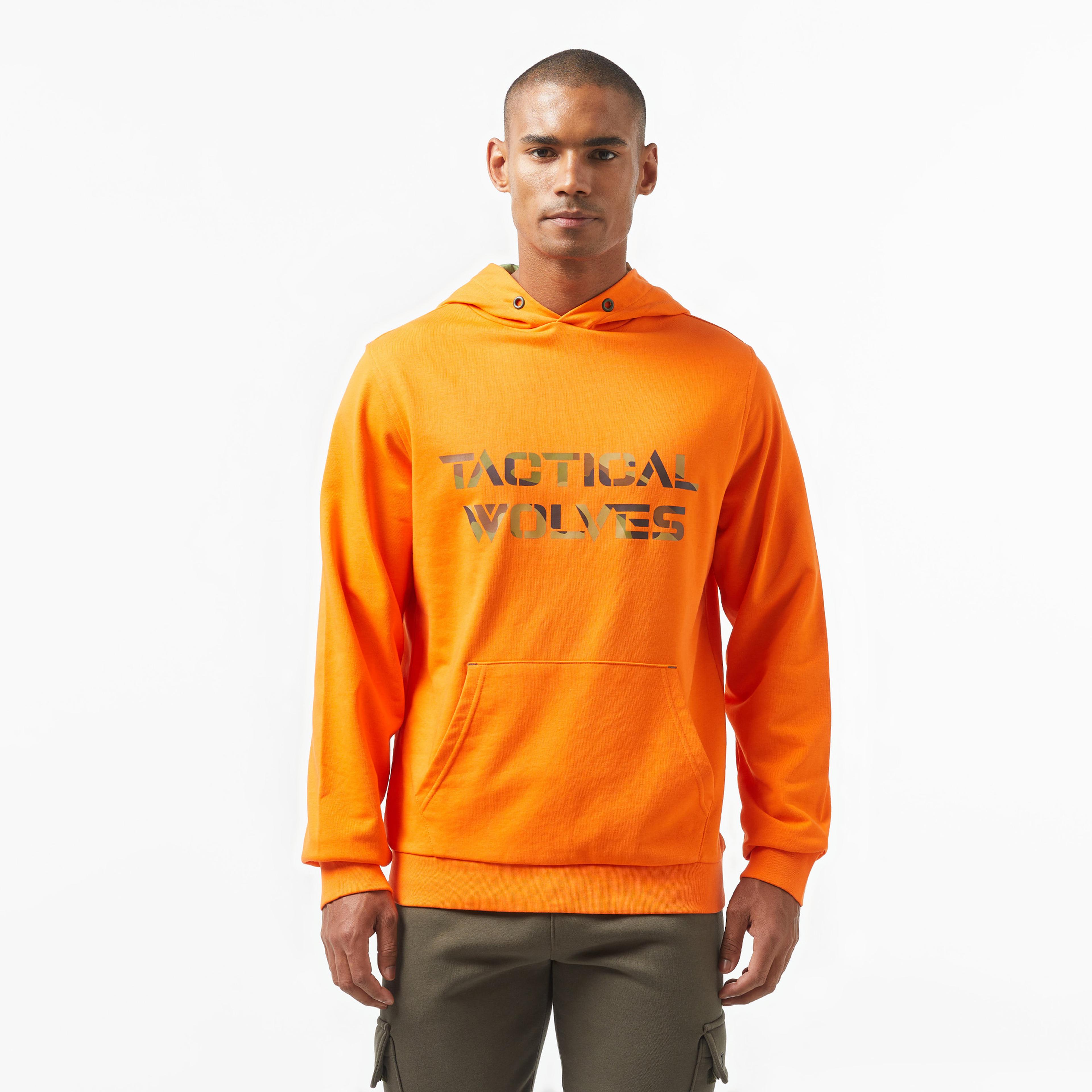 Tactical Wolves Oversize Kamuflaj Erkek Turuncu Sweatshirt