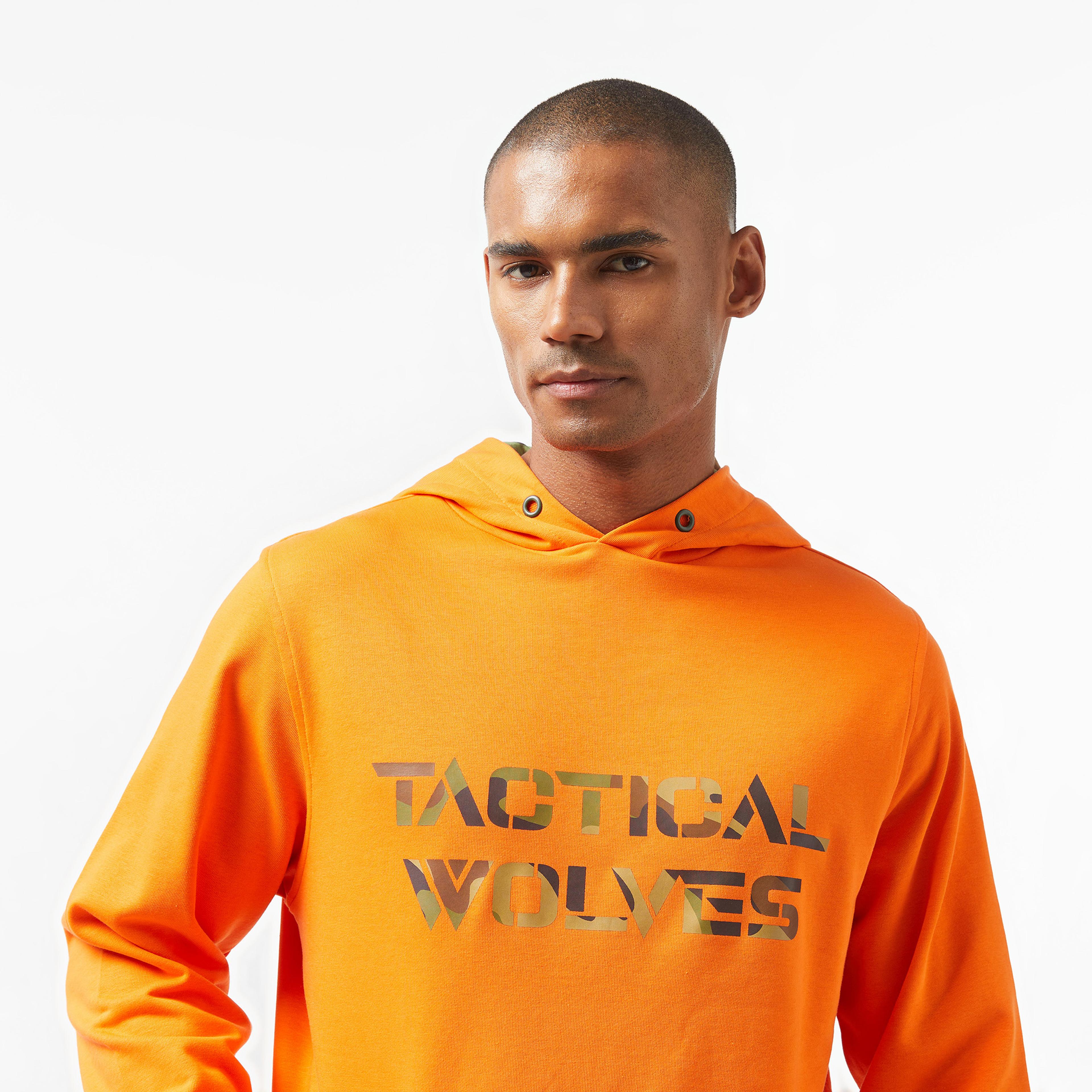 Tactical Wolves Oversize Kamuflaj Erkek Turuncu Sweatshirt