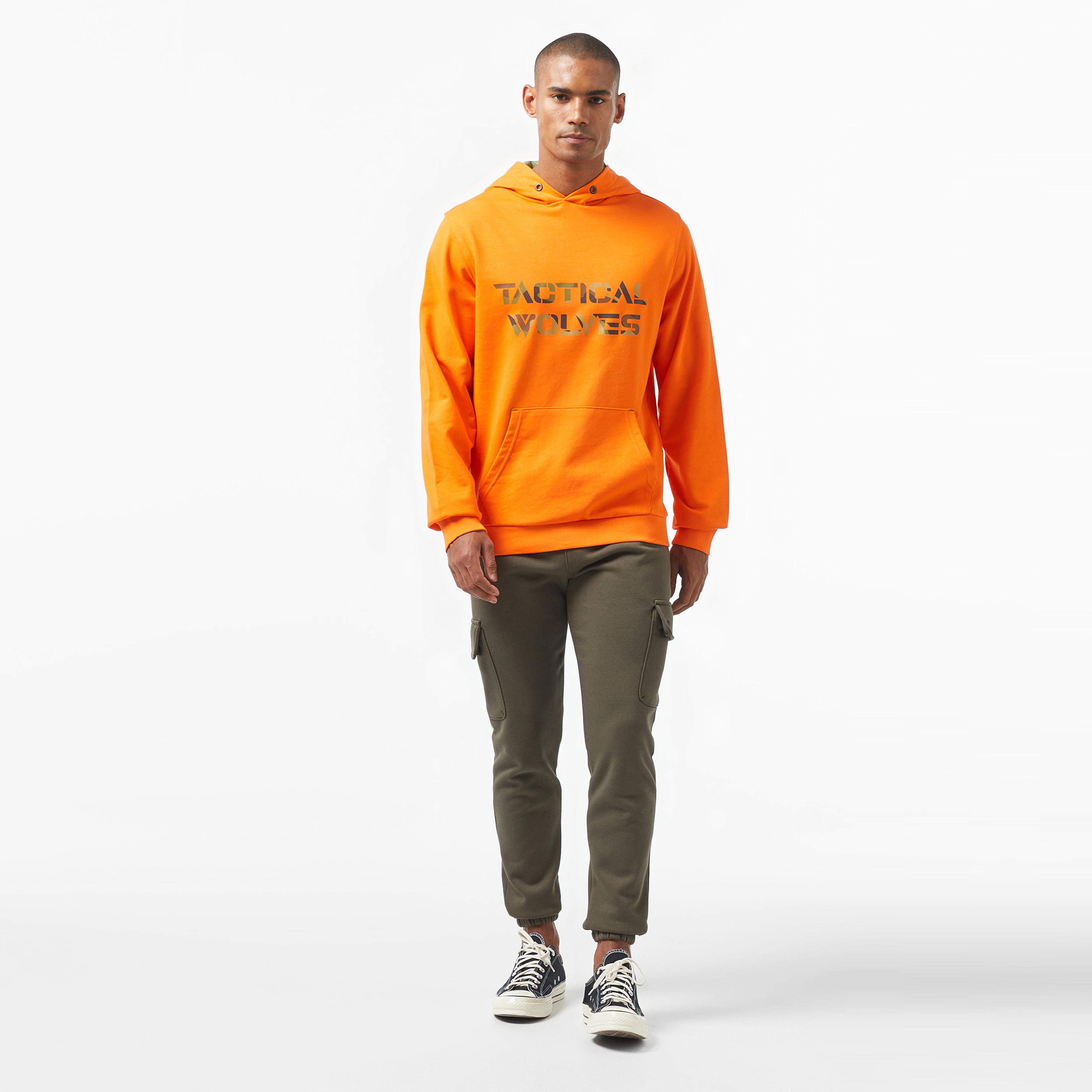 Tactical Wolves Oversize Kamuflaj Erkek Turuncu Sweatshirt