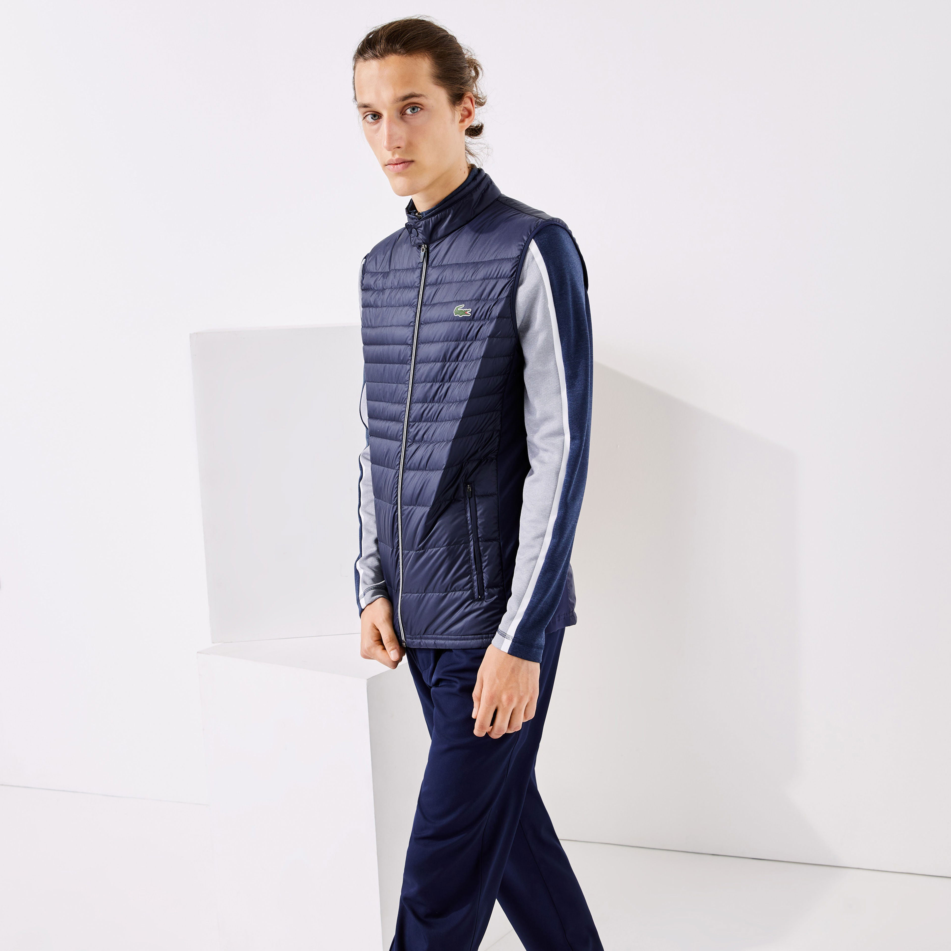 Lacoste SPORT Erkek Dik Yaka Kapitone Lacivert Yelek