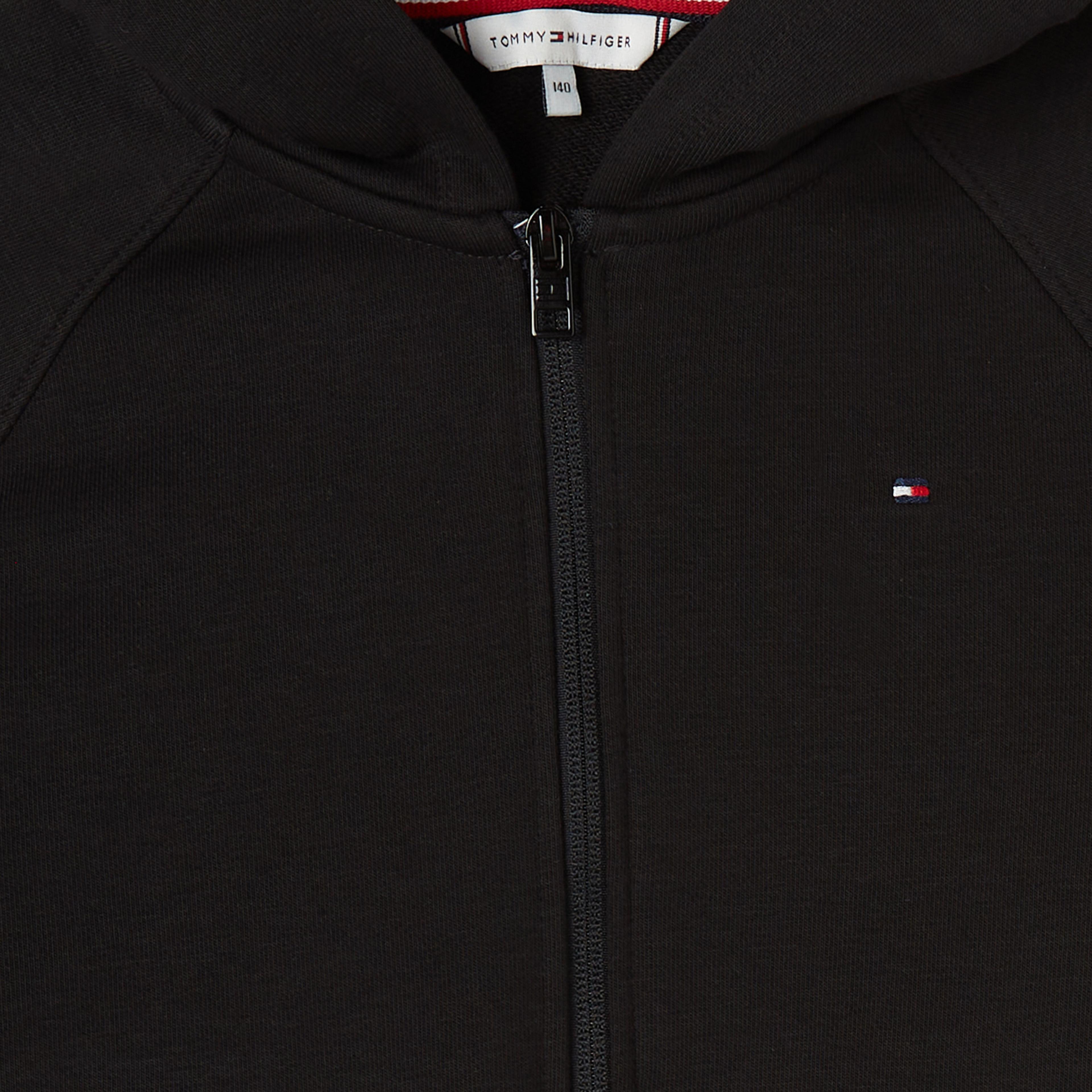 Tommy Hilfiger Essential Embroidered Zip Thru Çocuk Siyah Sweatshirt