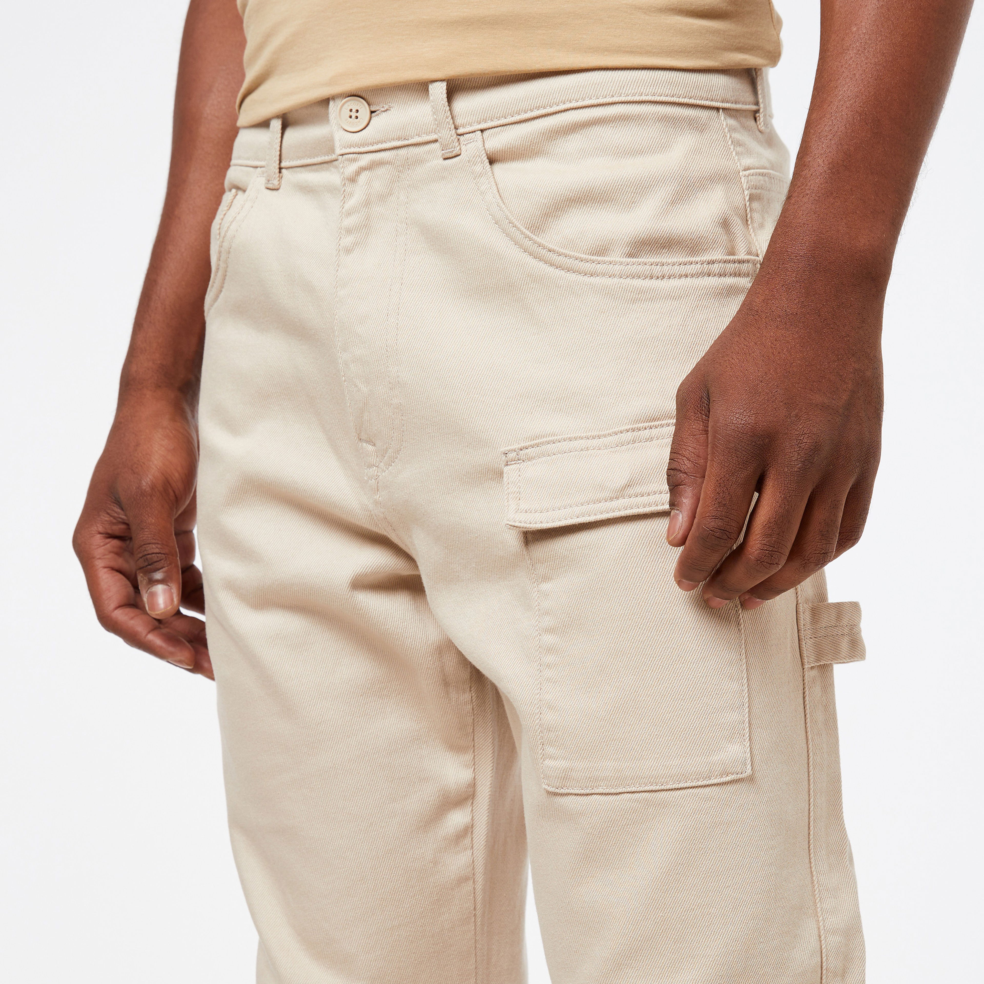Lacoste Relaxed Fit Kargo Erkek Krem Pantolon