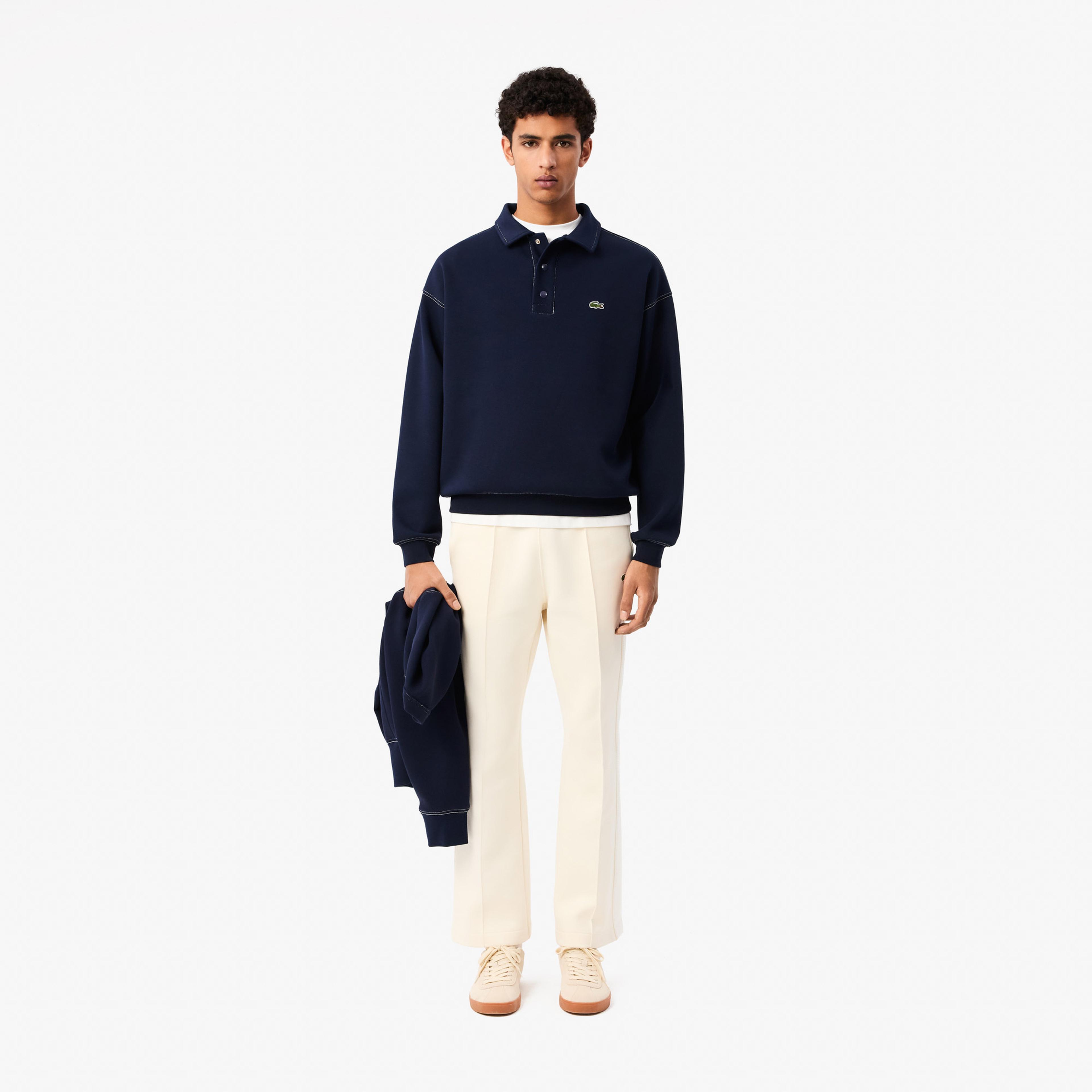 Lacoste Erkek Loose Fit Polo Yaka Lacivert Sweatshirt