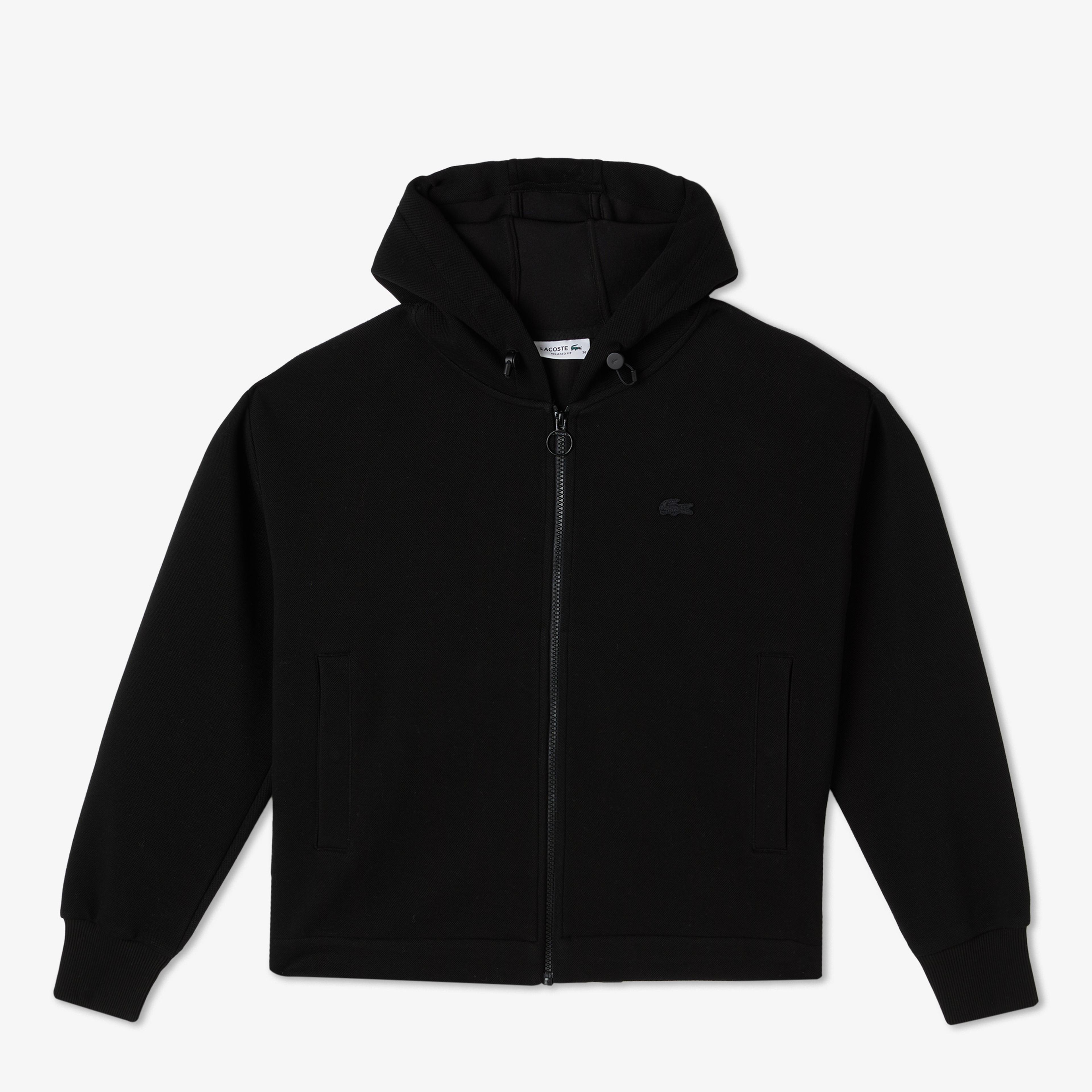 Lacoste Kadın Relaxed Fit Kapüşonlu Siyah Sweatshirt