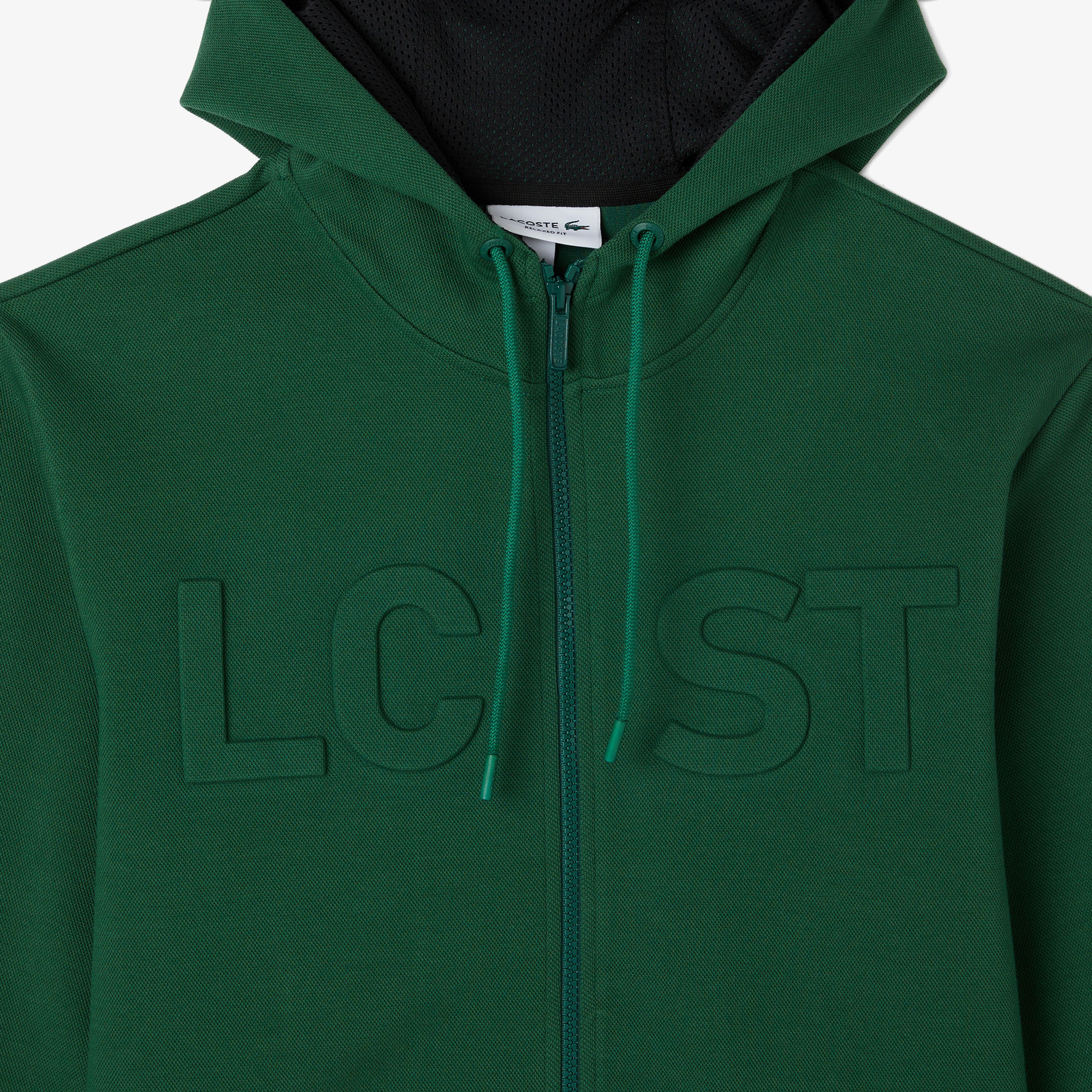 Lacoste Erkek Relaxed Fit Kapüşonlu Baskılı Yeşil Sweatshirt