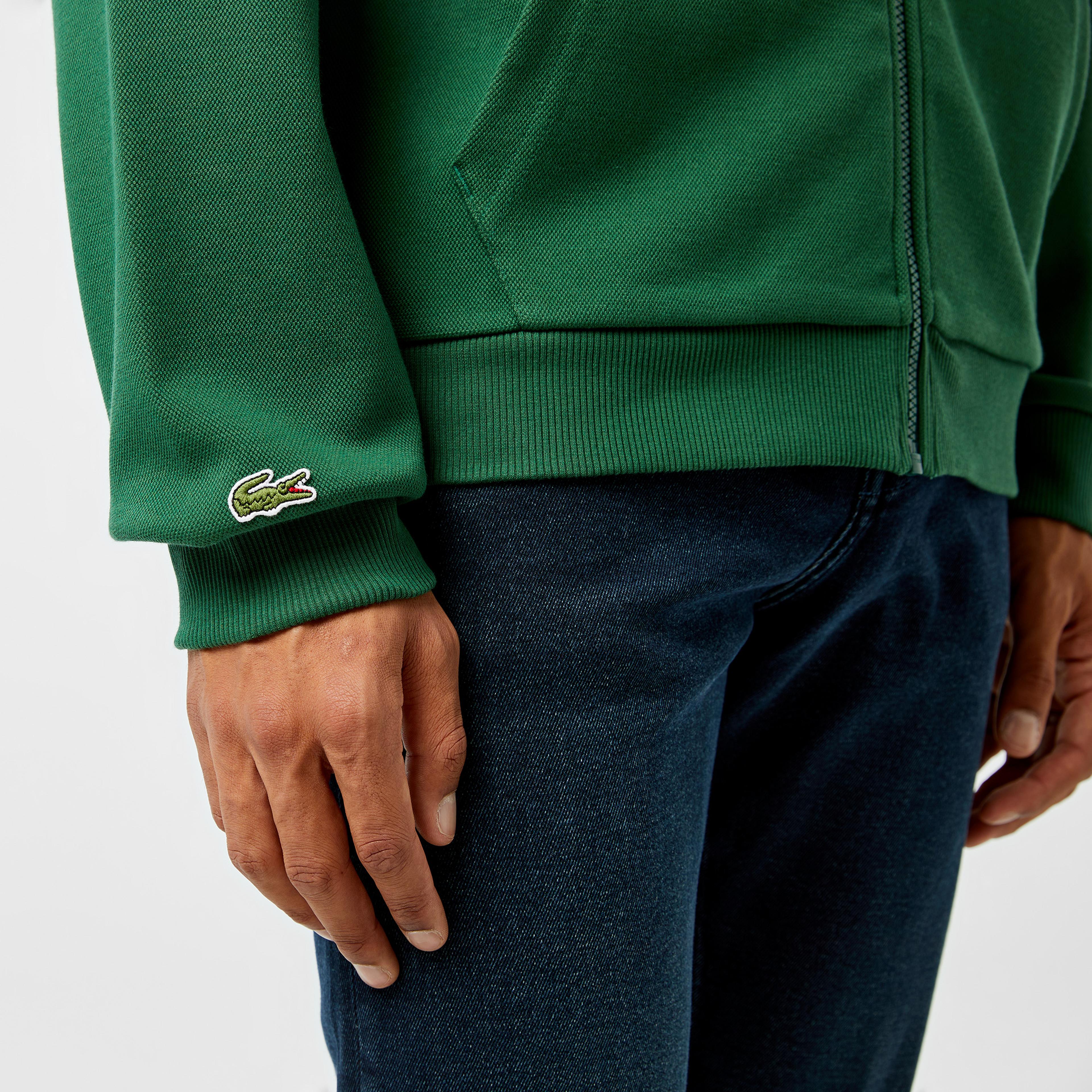 Lacoste Erkek Relaxed Fit Kapüşonlu Baskılı Yeşil Sweatshirt