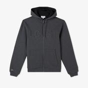 Lacoste Erkek Relaxed Fit Kapüşonlu Baskılı Gri Sweatshirt