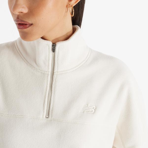 New Balance Polar Fleece Half Zip Kadın Bej Sweatshirt_3