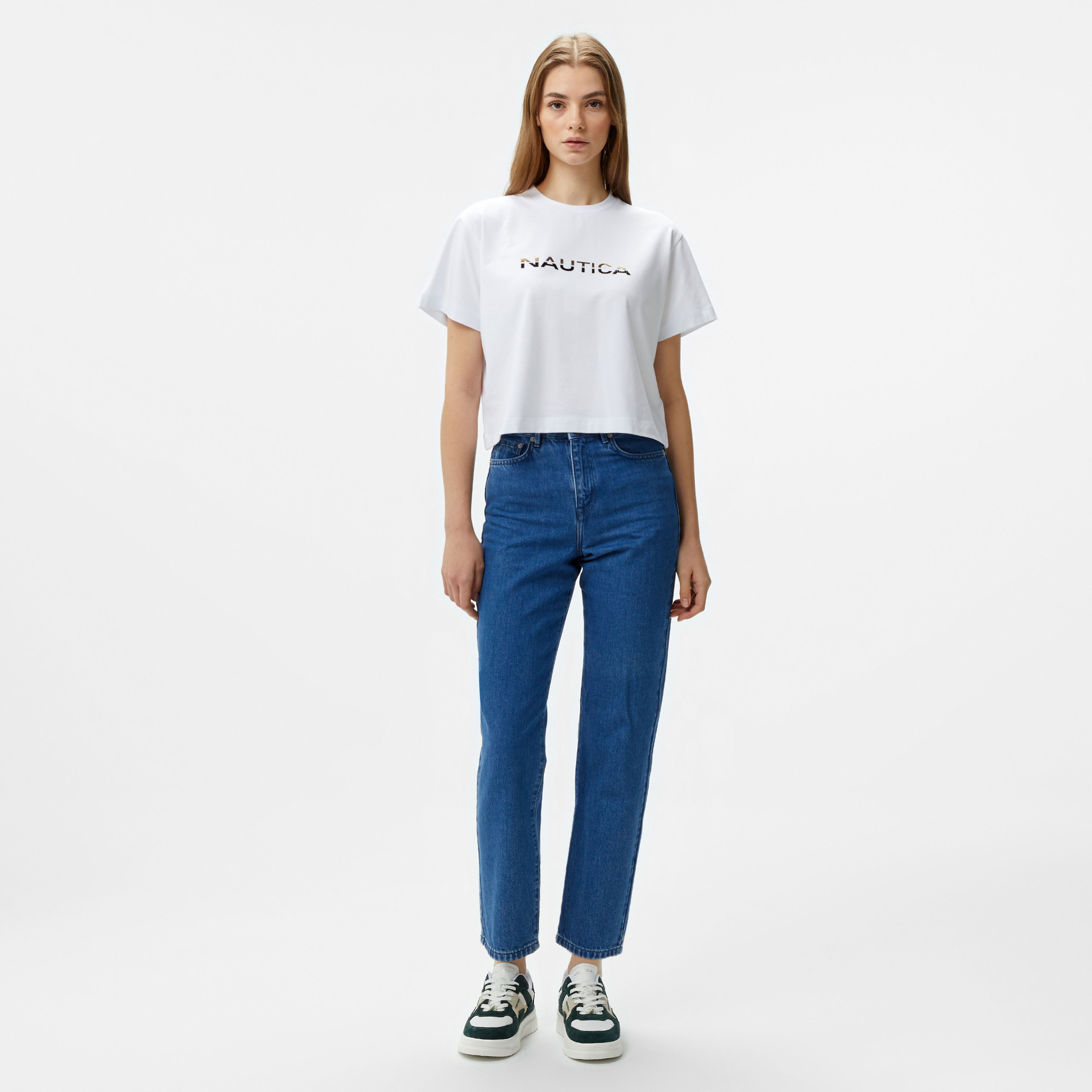 Nautica Kadın Beyaz Kısa Kollu T-Shirt