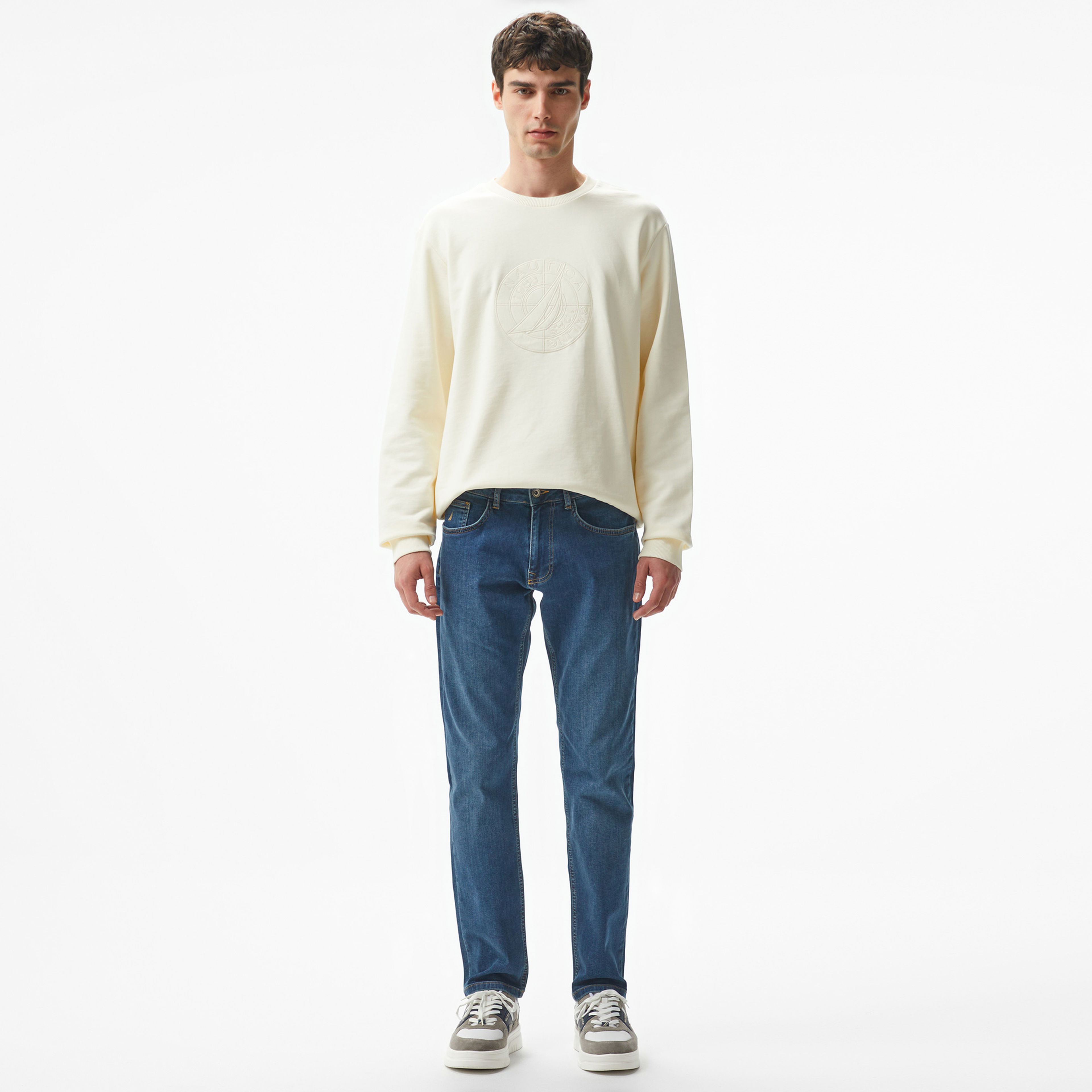Nautica Erkek Beyaz Regular Fit Sweatshirt