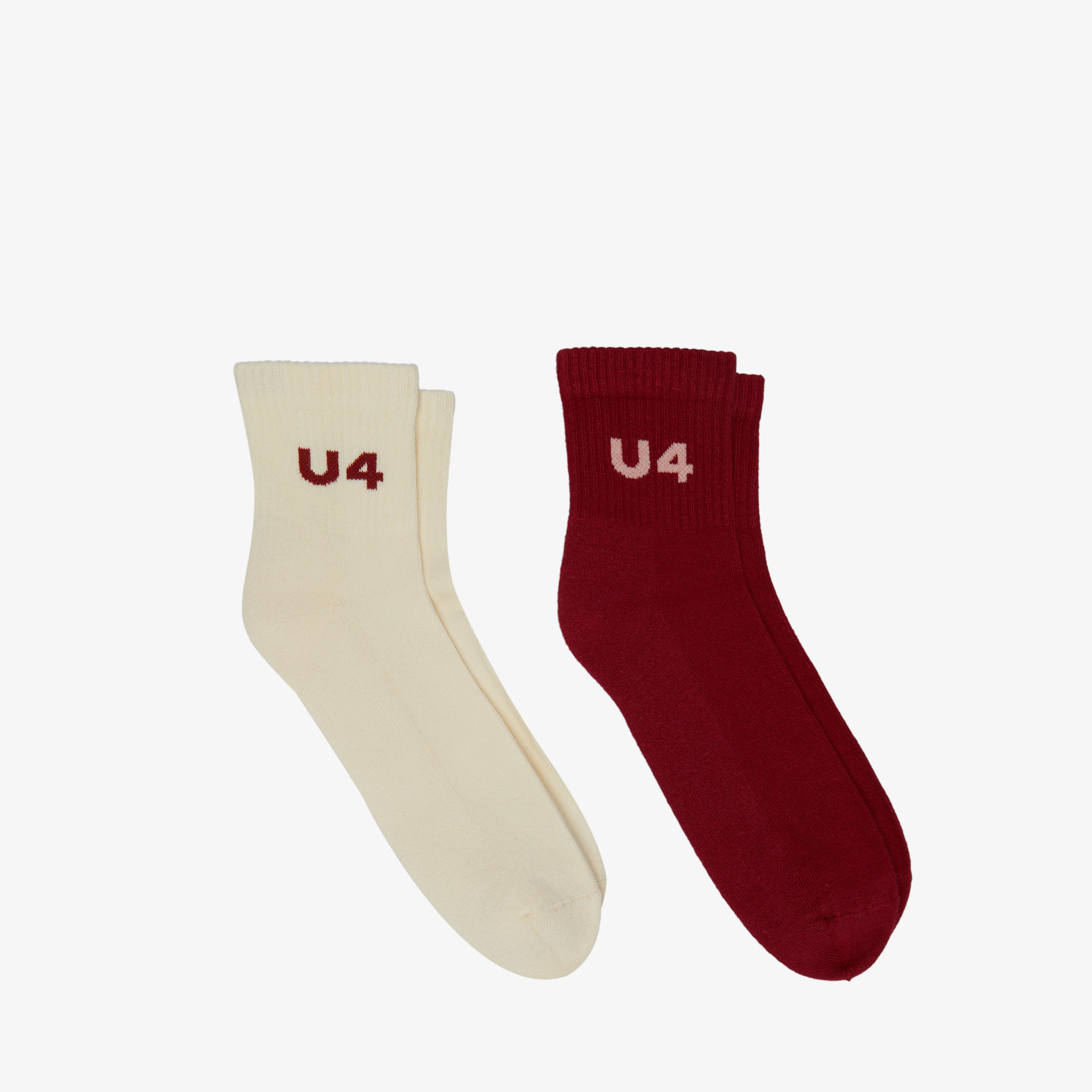 UNITED4 Unisex Bordo 2'li Çorap