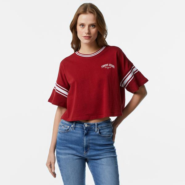 Tommy Jeans Varsity Kadın Kirmizi T-Shirt