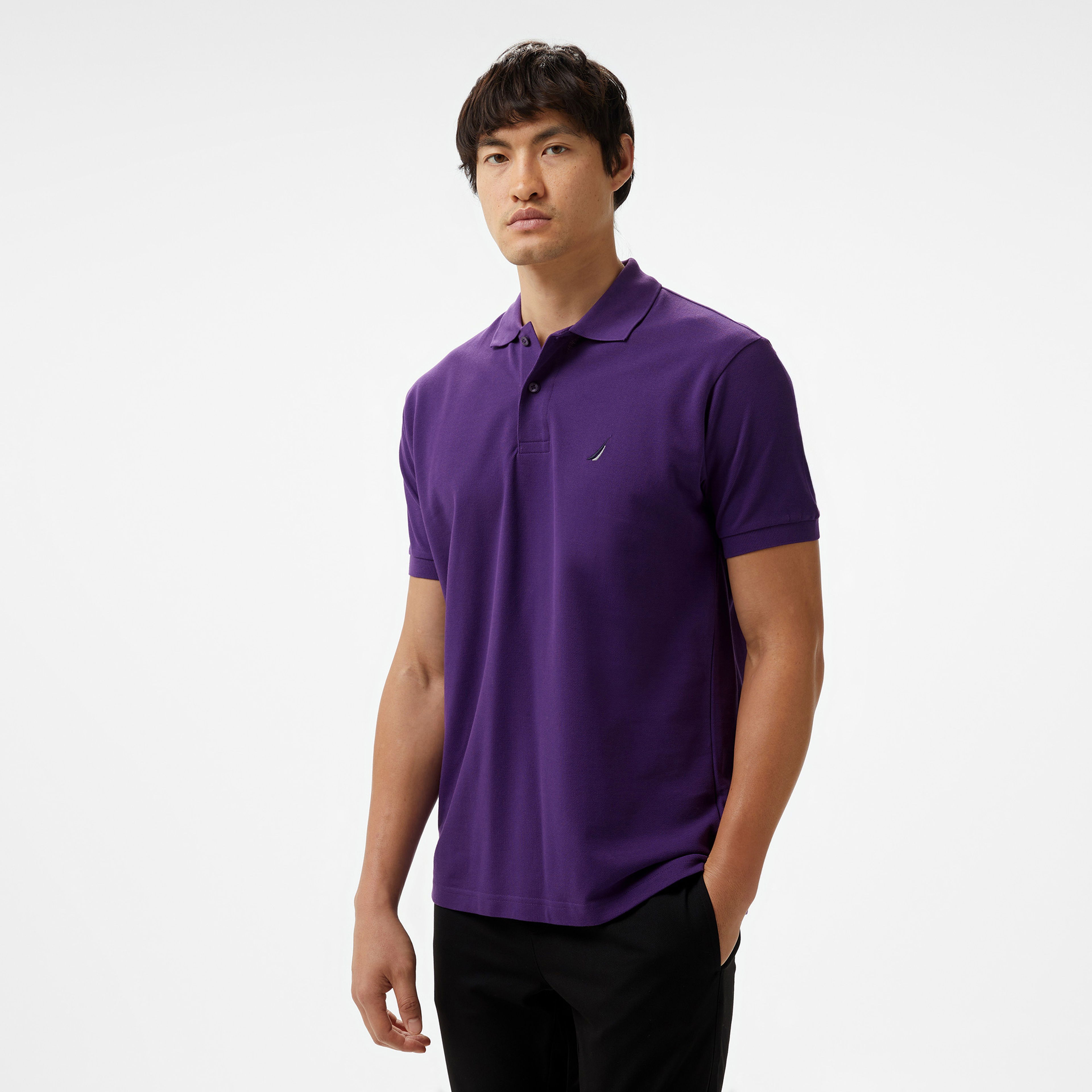 Nautica Erkek Mor Classic Fit Kısa Kollu Polo Yaka T-Shirt