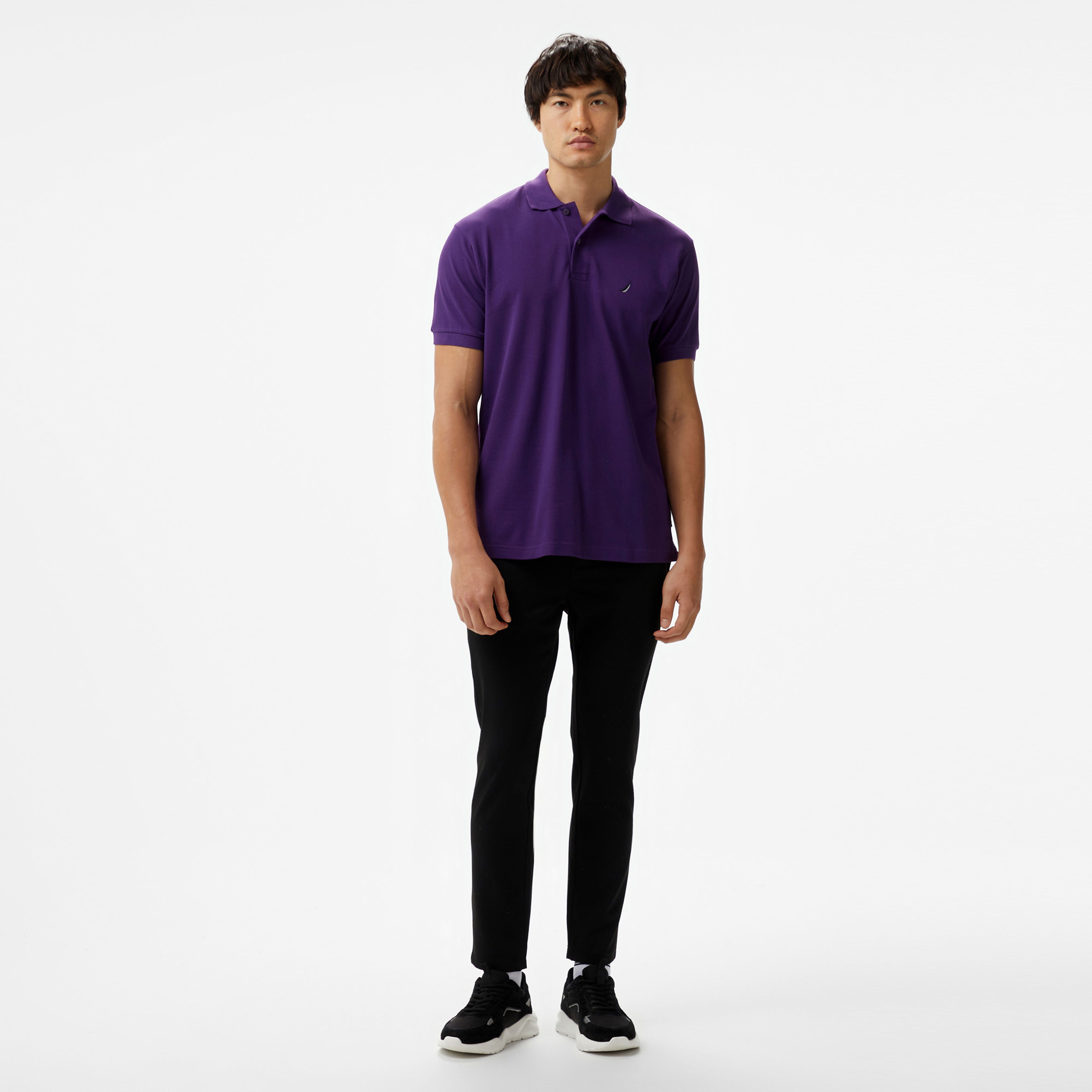 Nautica Erkek Mor Classic Fit Kısa Kollu Polo Yaka T-Shirt