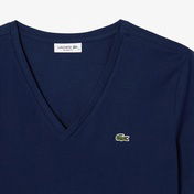 Lacoste Kadın Relaxed Fit V Yaka Lacivert T-Shirt