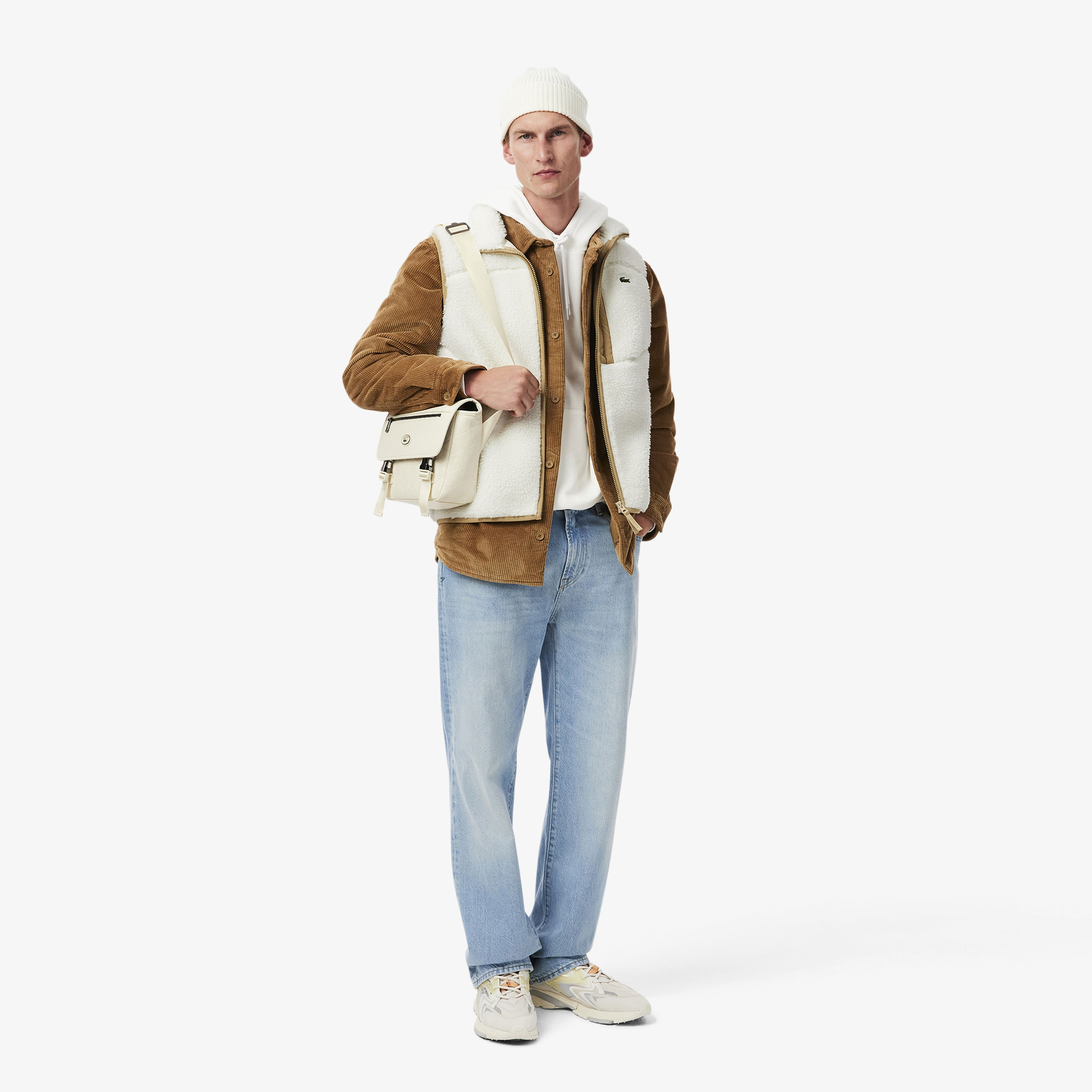 Lacoste Erkek Dik Yaka Renk Bloklu Beyaz Yelek