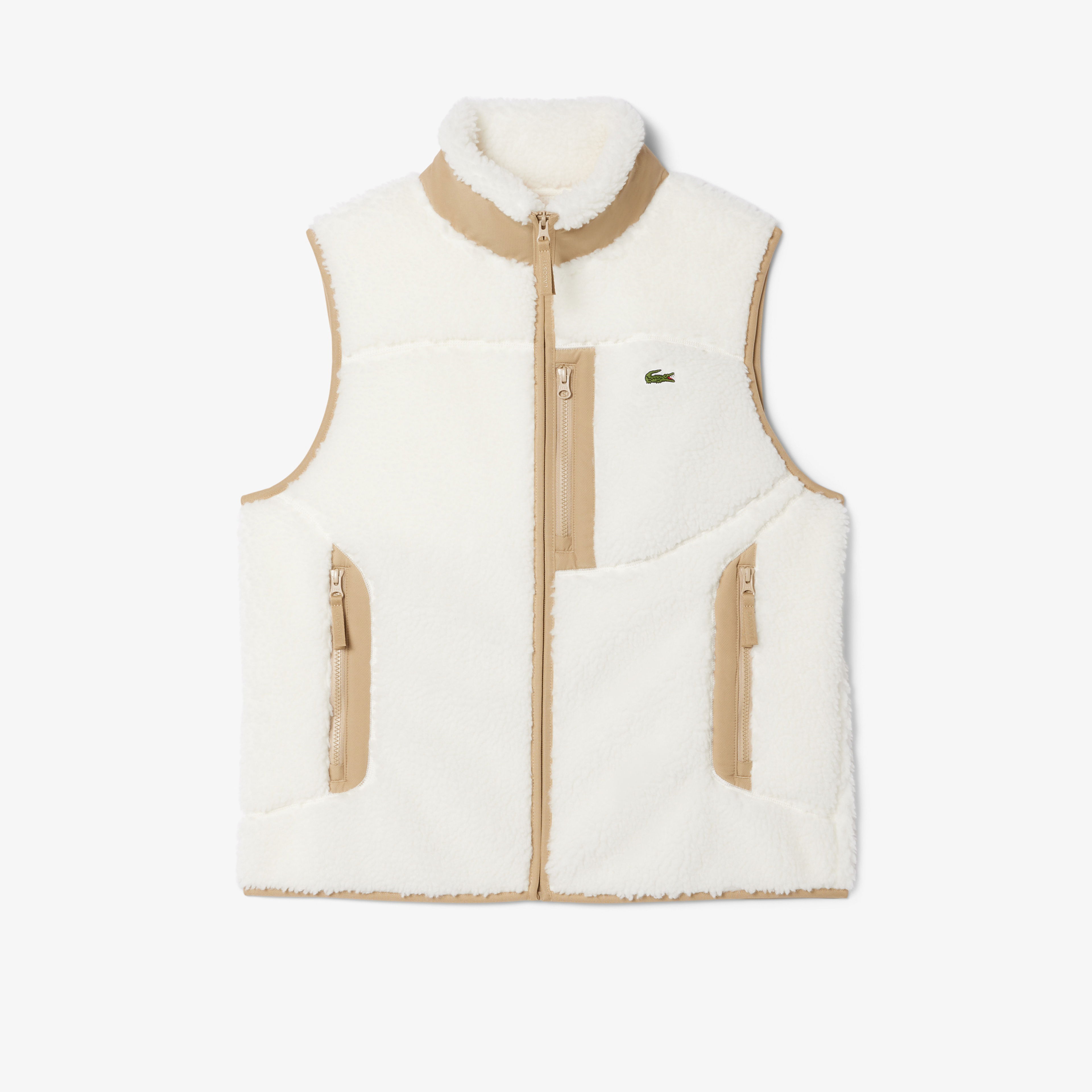 Lacoste Erkek Dik Yaka Renk Bloklu Beyaz Yelek