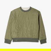 Lacoste Kadın Oversize Fit Bisiklet Yaka Çift Taraflı Desenli Krem Sweatshirt