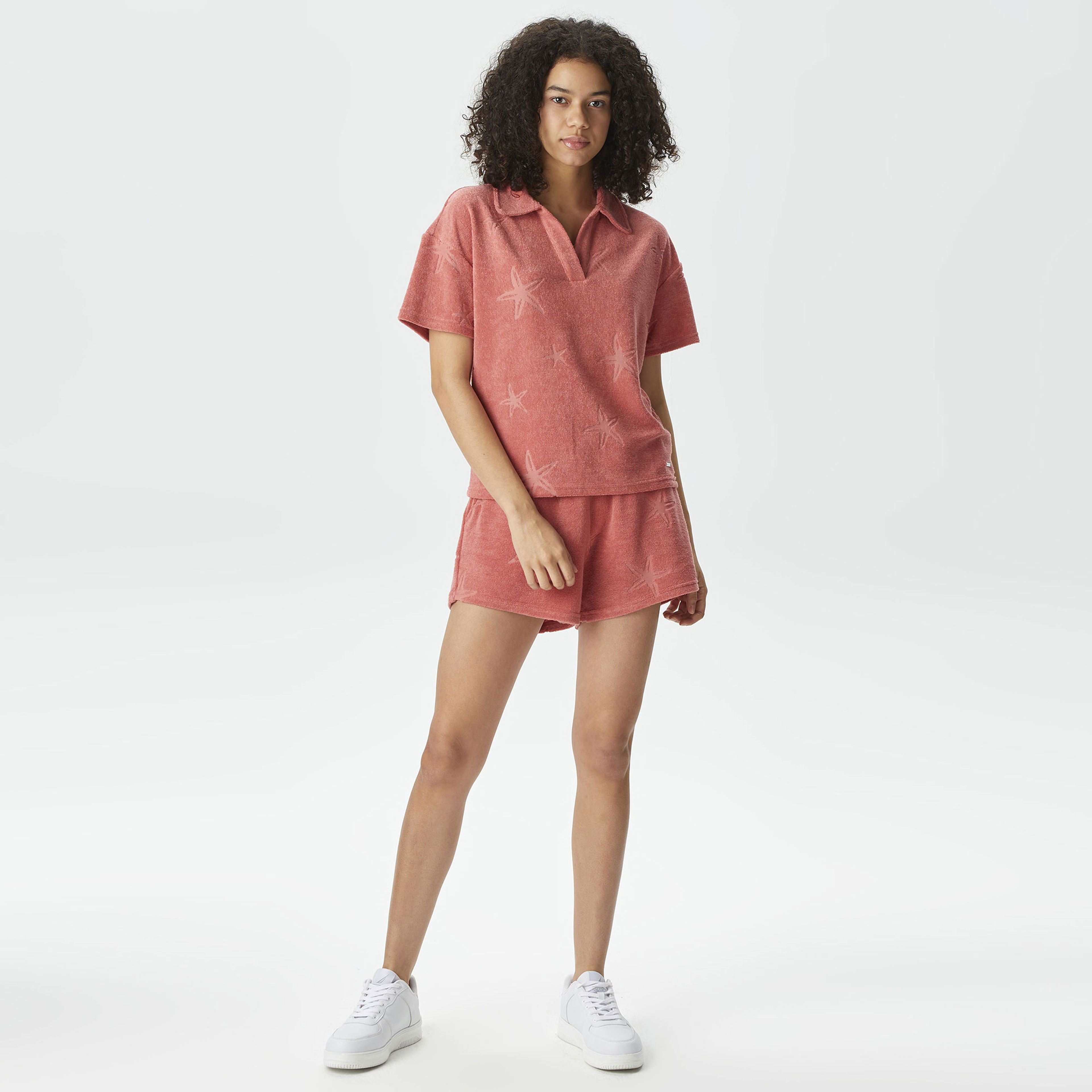 Nautica Kadın Kiremit Relaxed Fit Polo Yaka T-Shirt