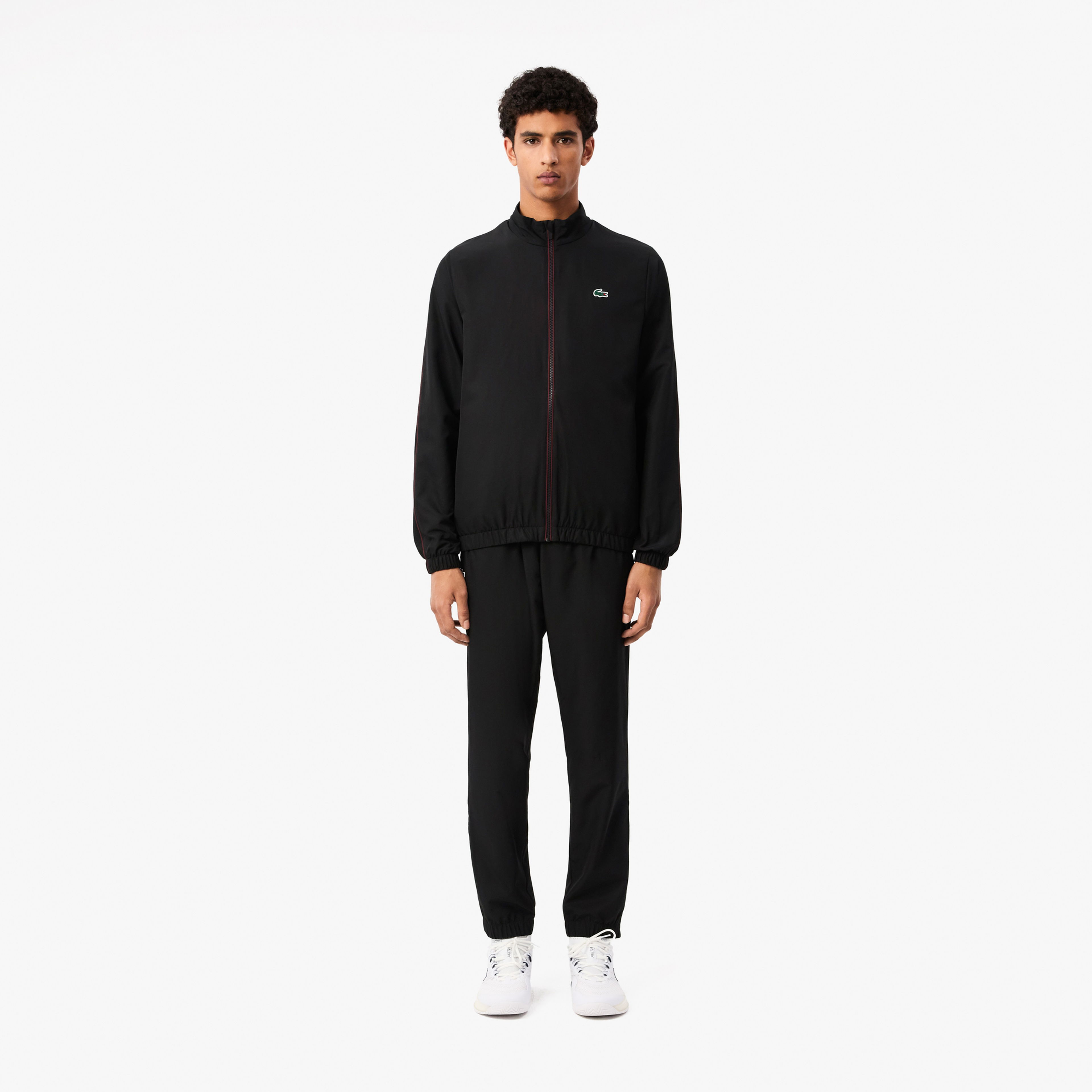 Lacoste Erkek Regular Fit Fermuarlı Yaka Baskılı Siyah Eşofman Takımı