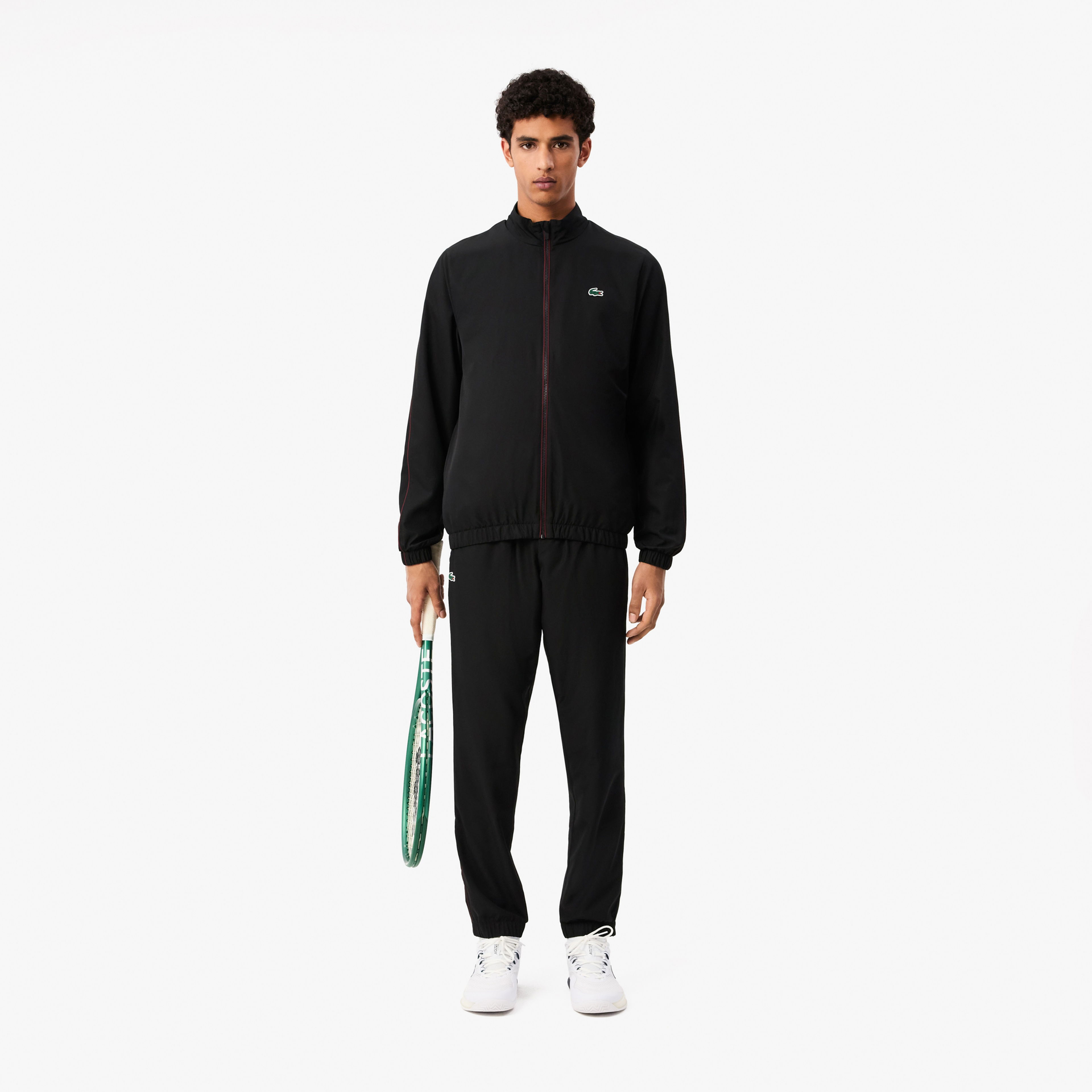 Lacoste Erkek Regular Fit Fermuarlı Yaka Baskılı Siyah Eşofman Takımı