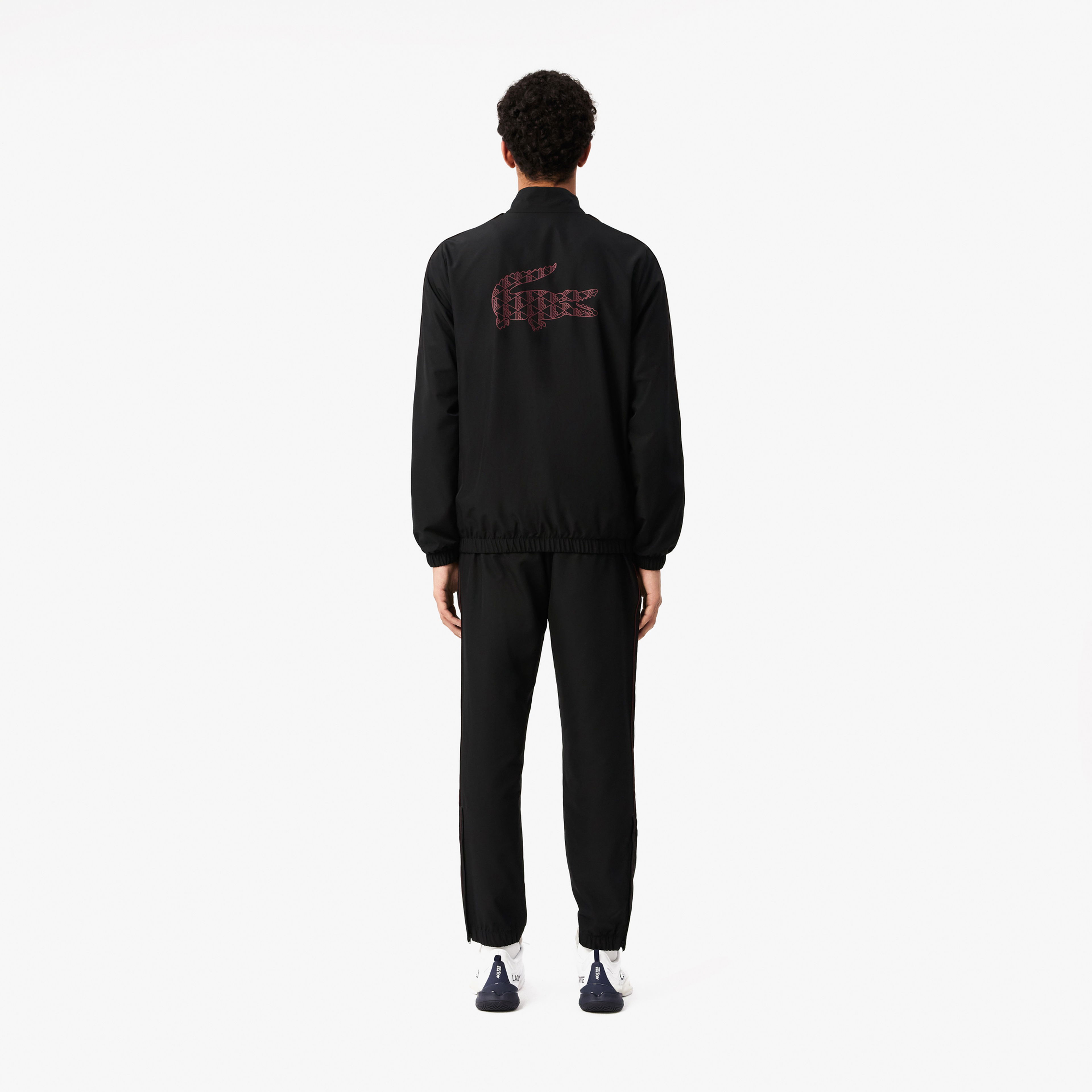 Lacoste Erkek Regular Fit Fermuarlı Yaka Baskılı Siyah Eşofman Takımı