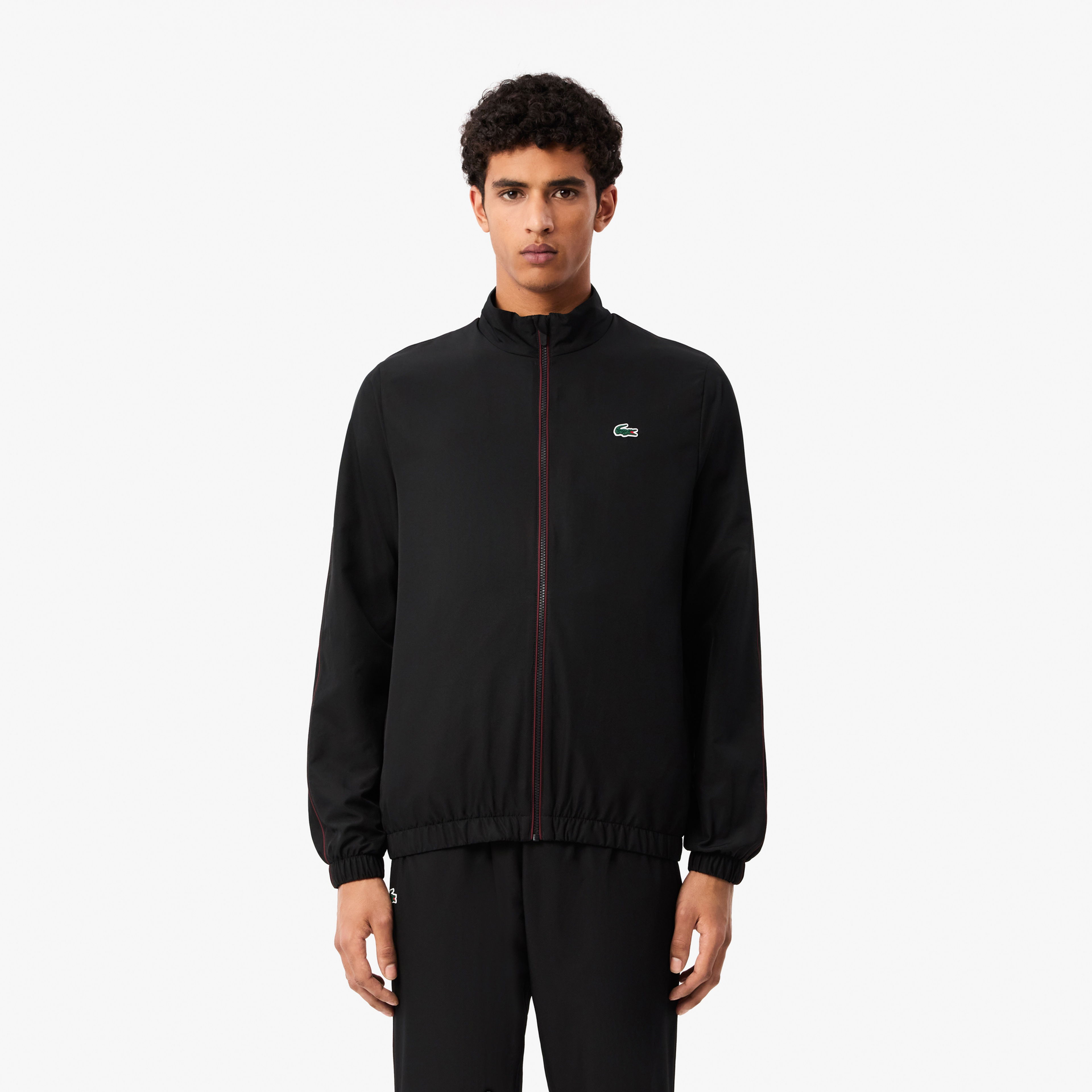 Lacoste Erkek Regular Fit Fermuarlı Yaka Baskılı Siyah Eşofman Takımı