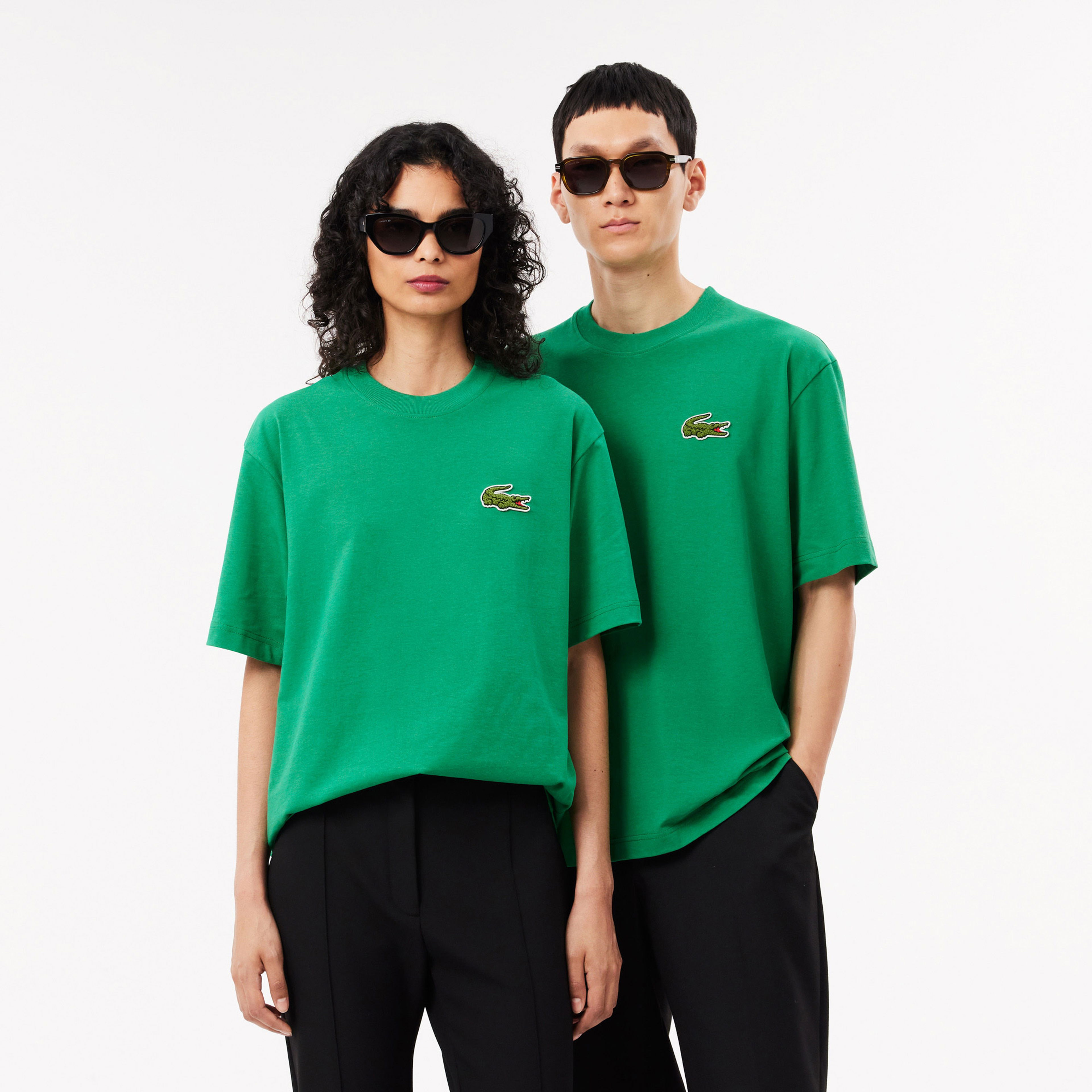 Lacoste Unisex Loose Fit Bisiklet Yaka Organik Pamuk Yeşil T-Shirt