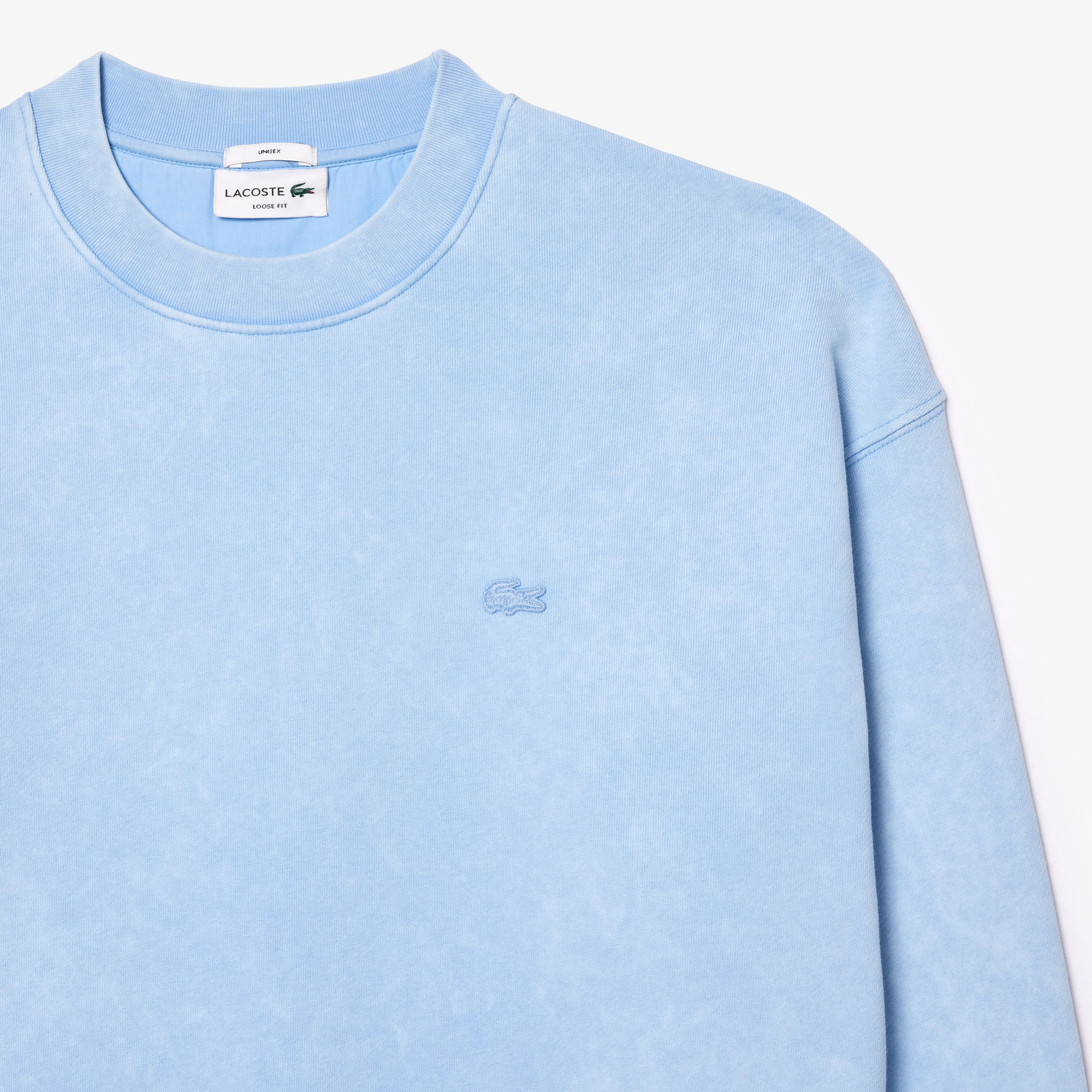 Lacoste Unisex Loose Fit Bisiklet Yaka Açık Mavi Sweatshirt